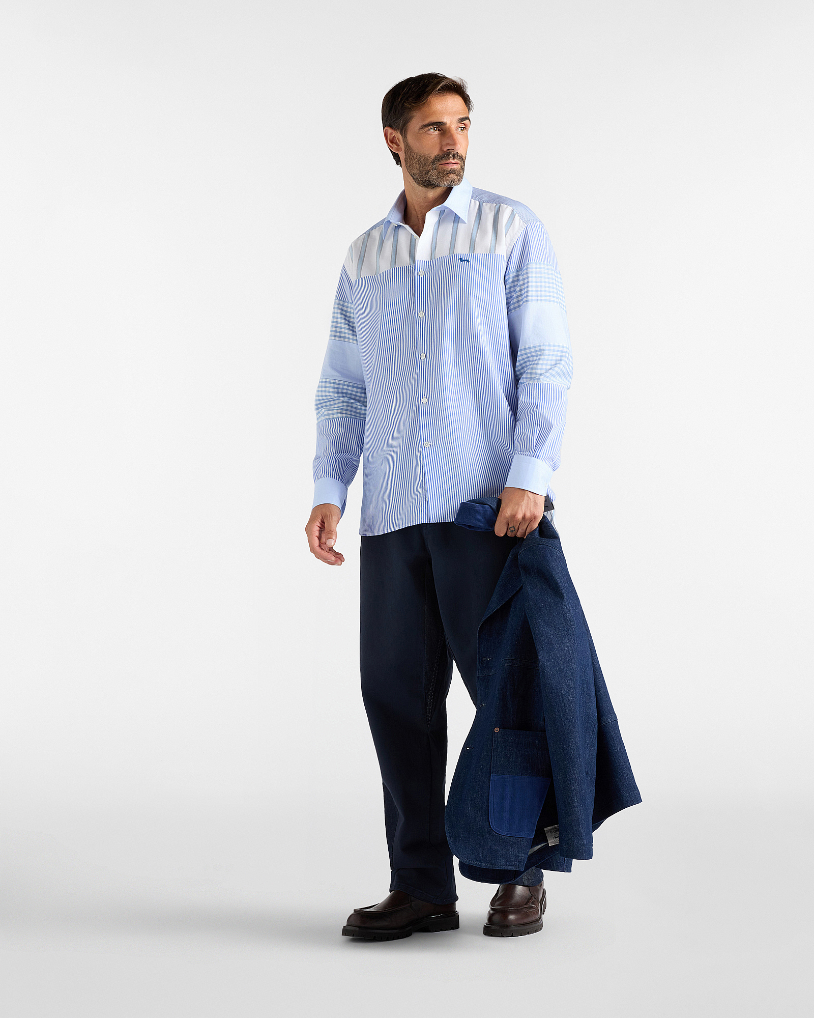 Camicia Uomo Re-Worked in Puro Cotone Capsule Re-Loved Made in Italy, CELESTE, large