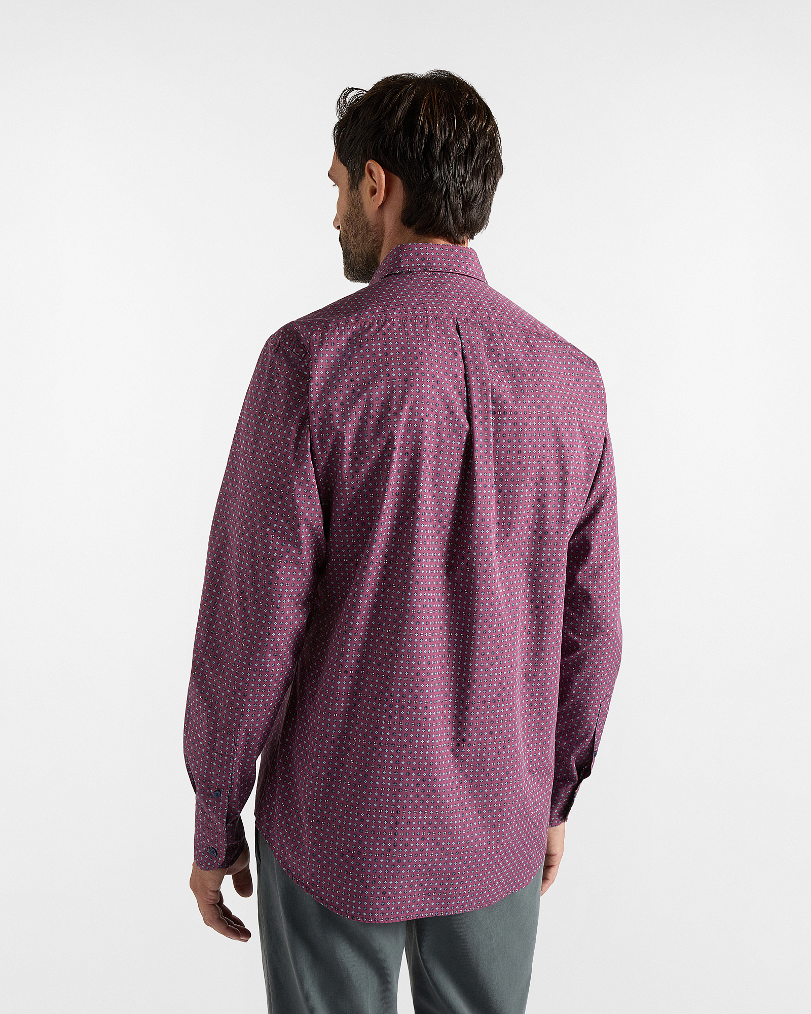 Men's regular-fit shirt with micro-tie print, INDIAN ROSE, large