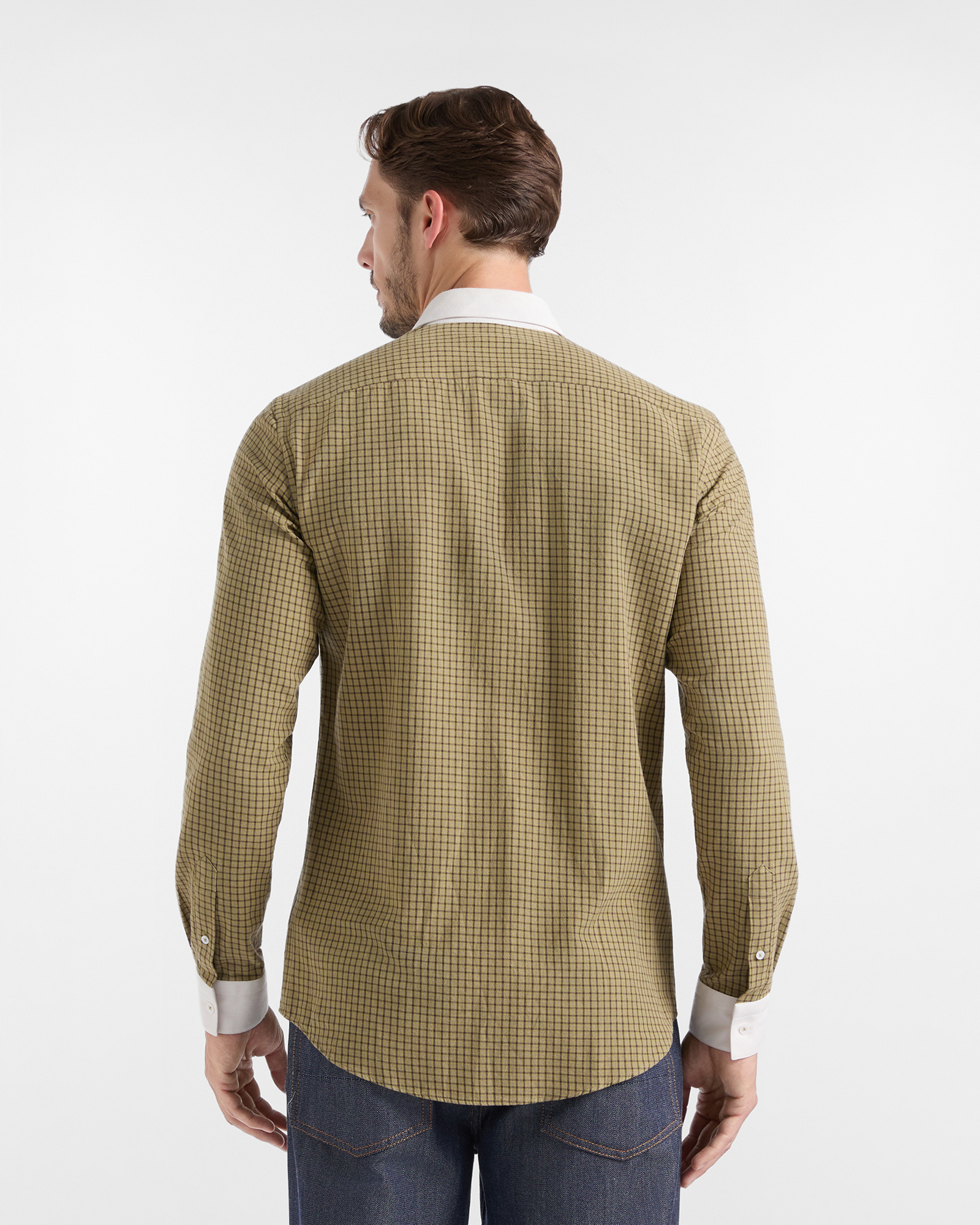 Camicia Harmont & Blaine Uomo Capsule Qualit&agrave; a Colori in flanella di cotone micro check, VERDE CHIARO, large
