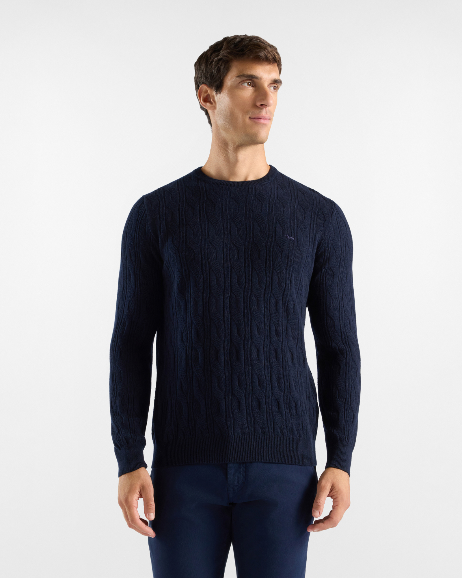 Men's Made in Italy sweater in blue 100% pure cashmere with regular fit
