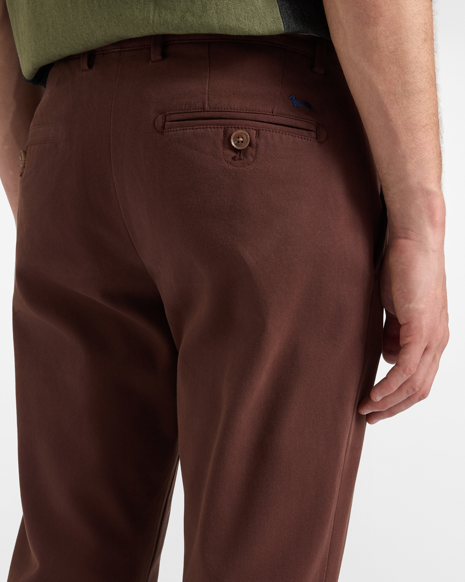 Men&rsquo;s narrow-fit dark  stretch cotton chino pants, DARK BROWN, large