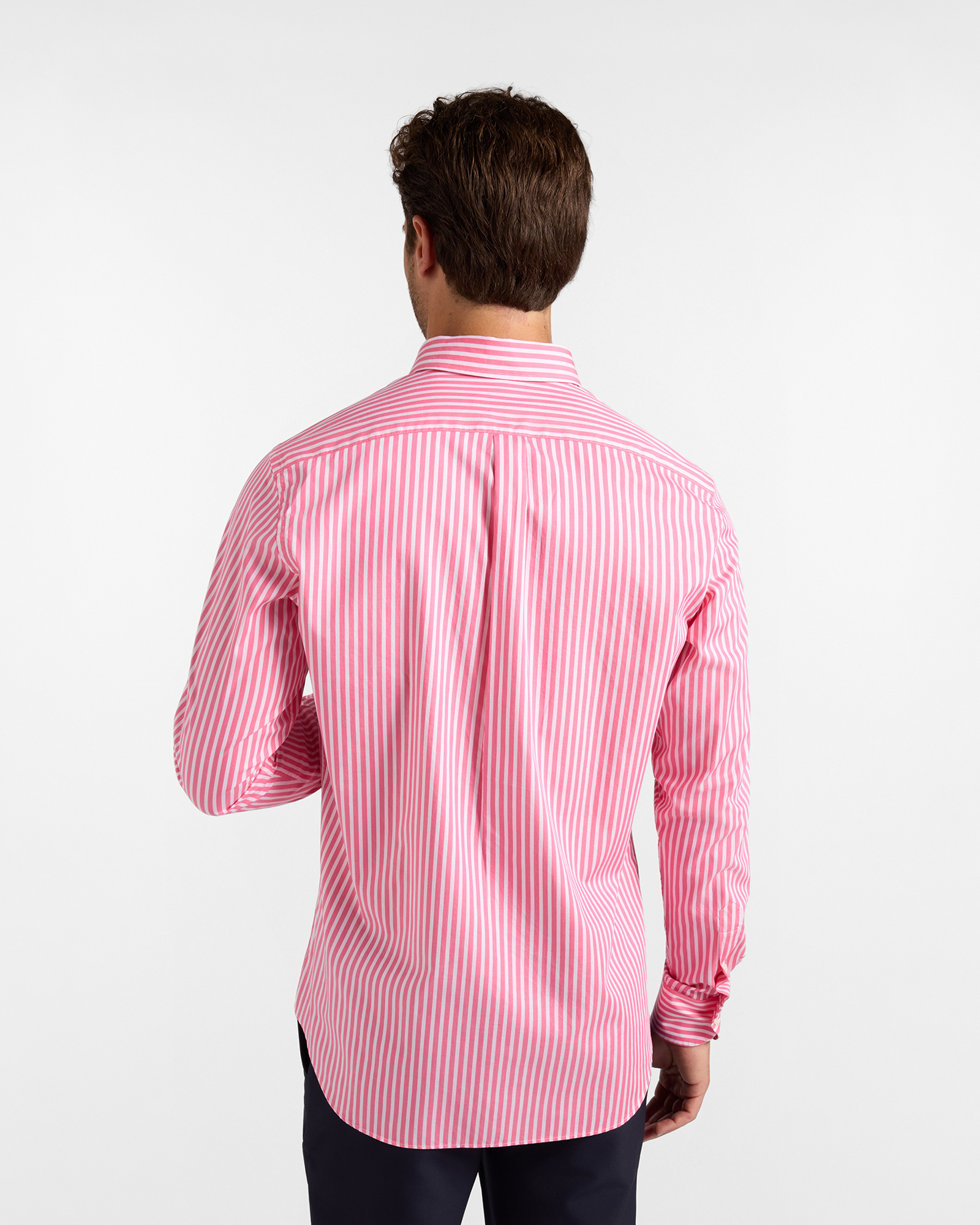 Men's regular-fit turquoise twill shirt with satin stripe, FUXIA, large