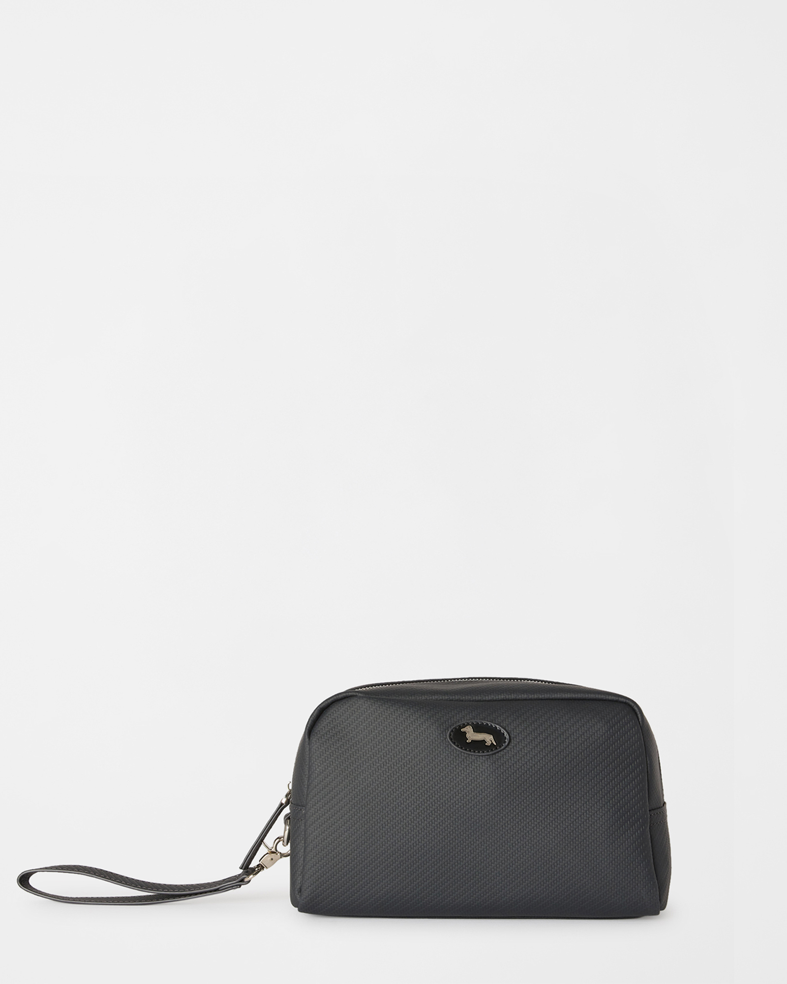 Men's dark blue medium clutch with handle