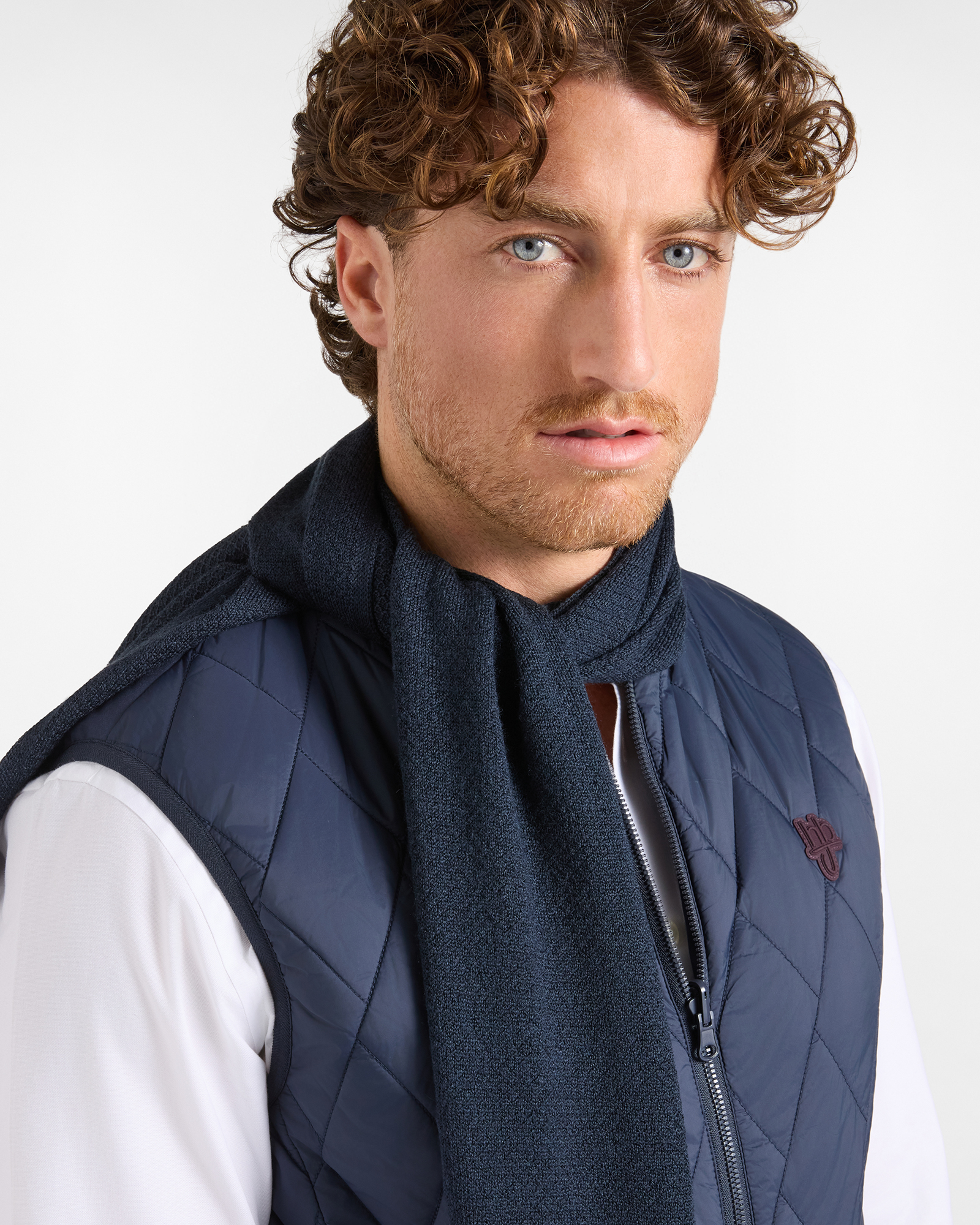 Sciarpa HBJ Uomo con Patch Logo, BLU SCURO, large