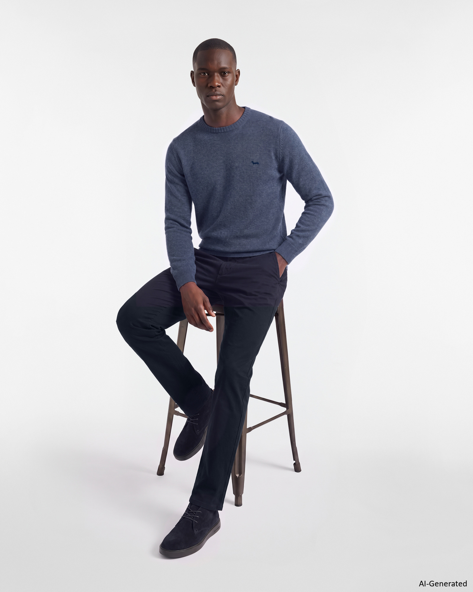 Men's Made in Italy regular fit sweater in wool blend, SPORT BLUE, large