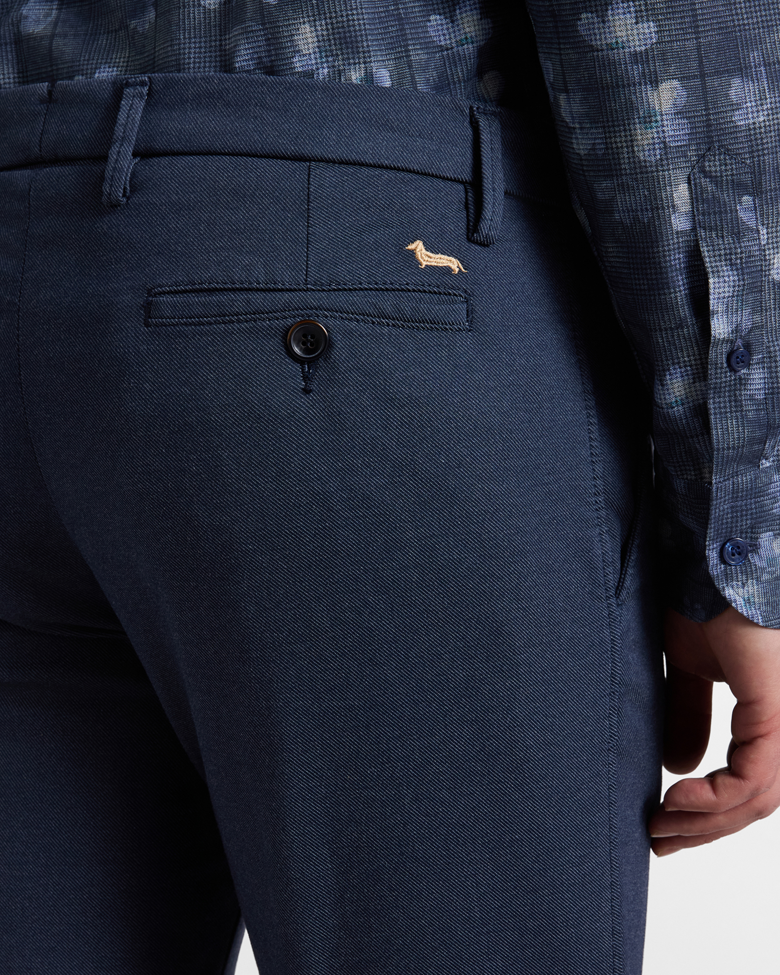 Men&rsquo;s narrow-fit cotton blend chino pants, NAVY BLUE, large
