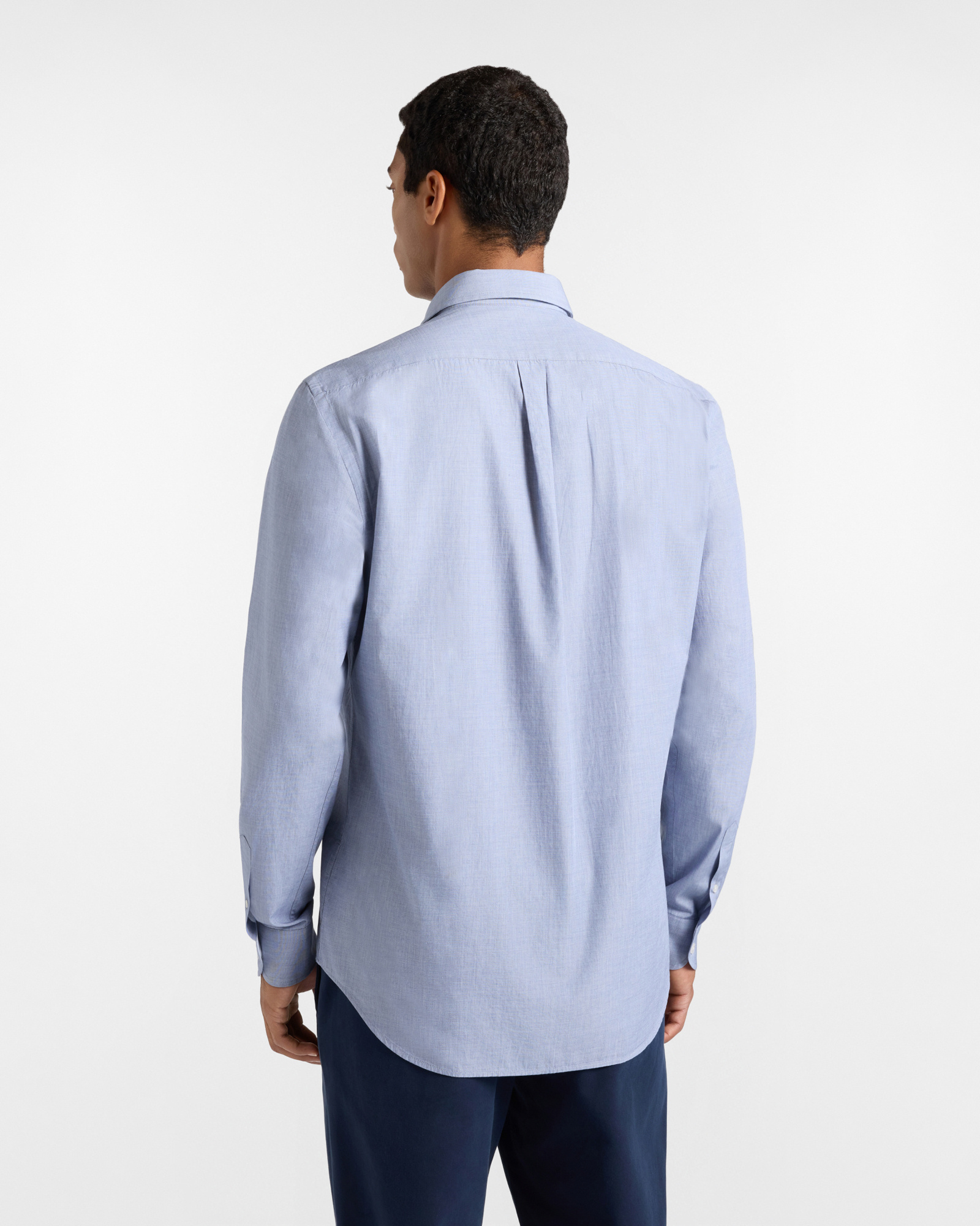 Camisa de hombre en tejido fil-&agrave;-fil de corte regular, AZUL MARINO, large