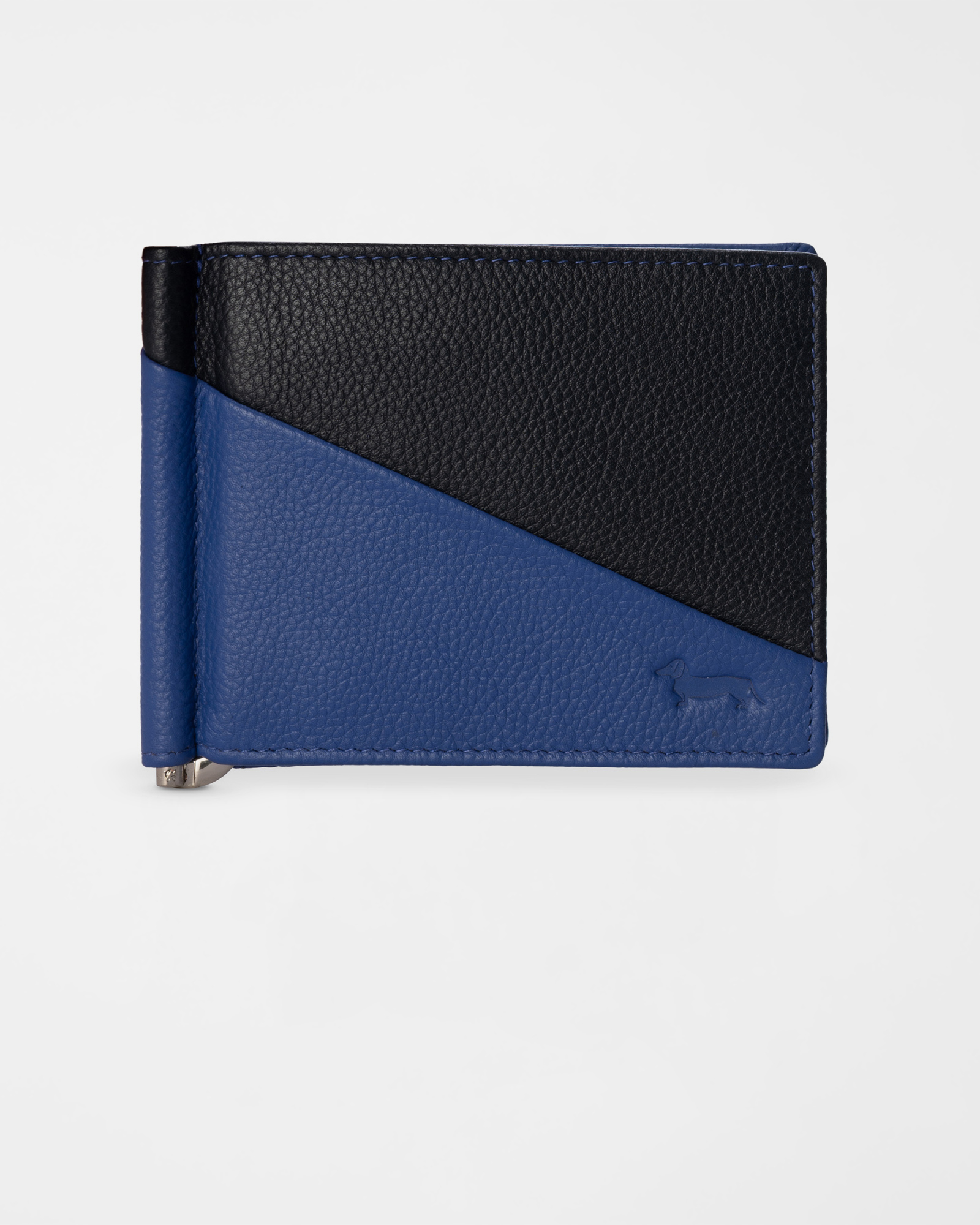 Herrenbrieftasche mit Geldklammer aus echtem Leder in Hellblau/Schwarz