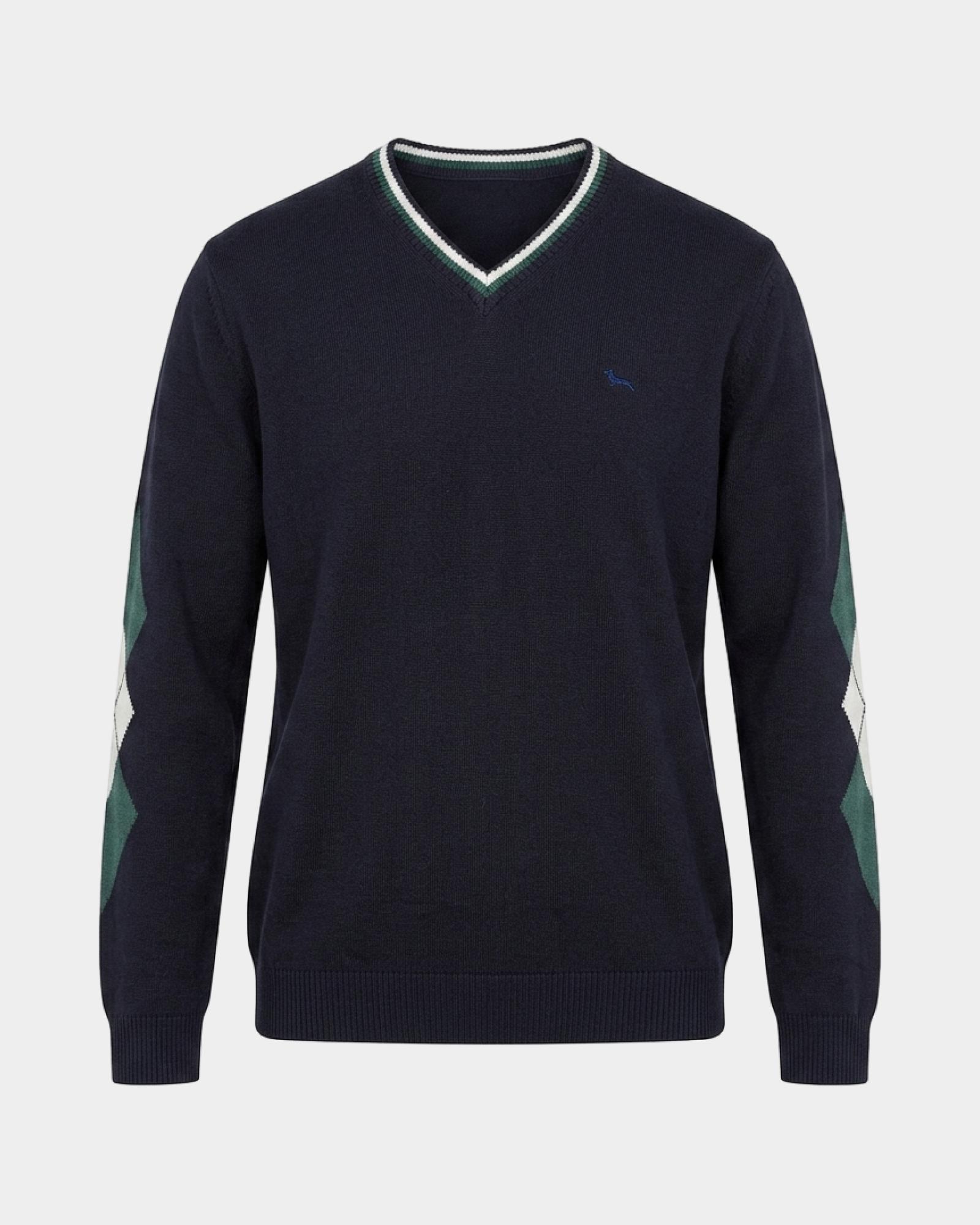 Maglia Uomo con scollo a V in misto lana e cotone Regular Fit Made in Italy, BLU NAVY, large