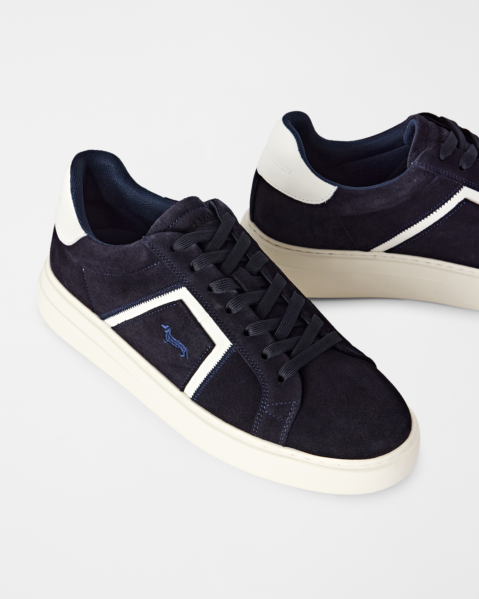 Men&rsquo;s suede and nylon sneaker with nubuck band, BLUE - OFF-WHITE, large