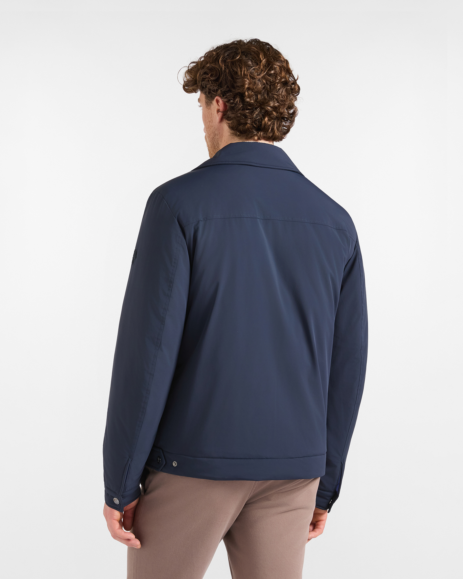 Giubbino HBJ Uomo Imbottito con Collo Camicia in Nylon, BLU SCURO, large