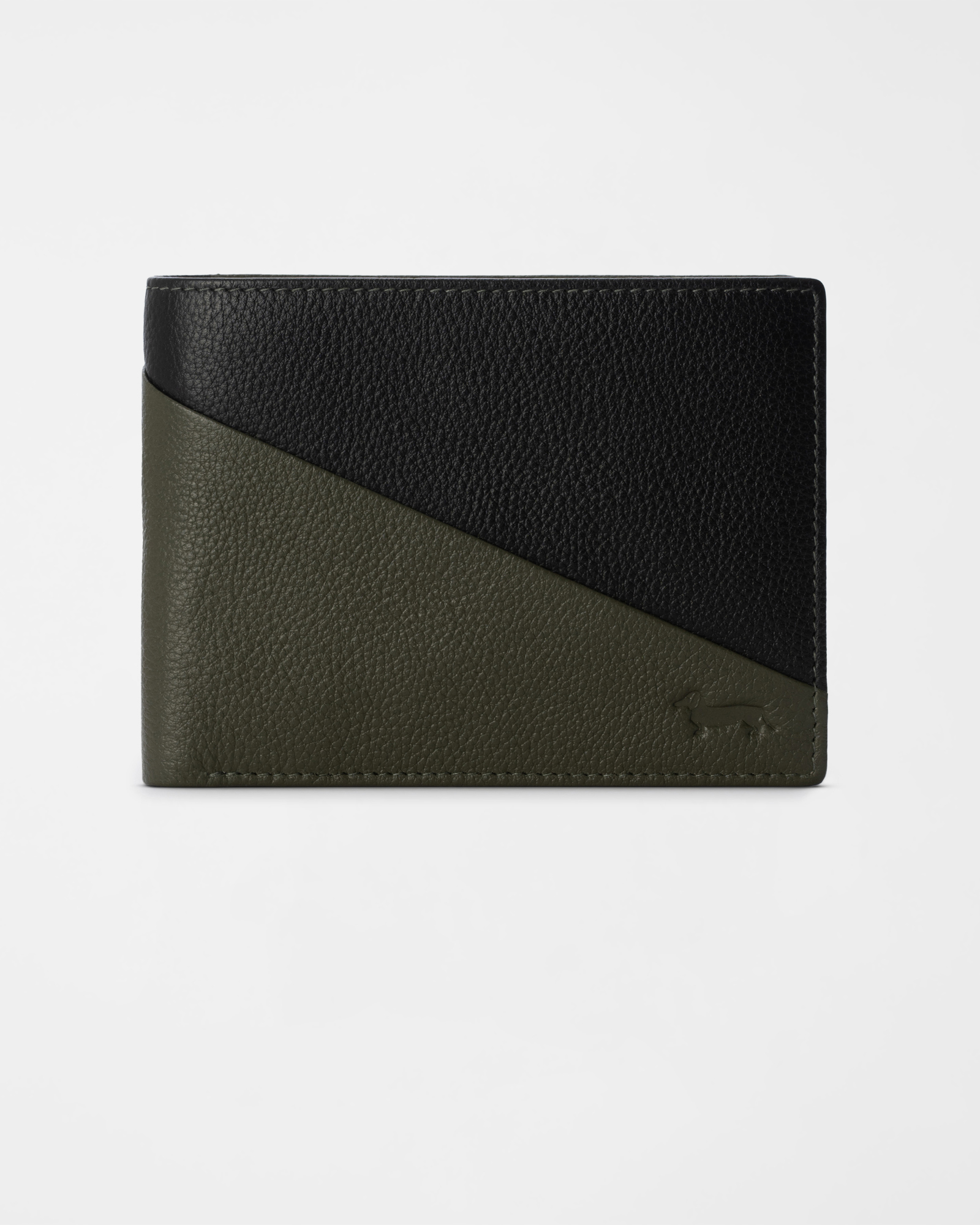 Zweifarbige Herrenbrieftasche aus echtem Leder mit M&uuml;nzfach in Gr&uuml;n/Schwarz