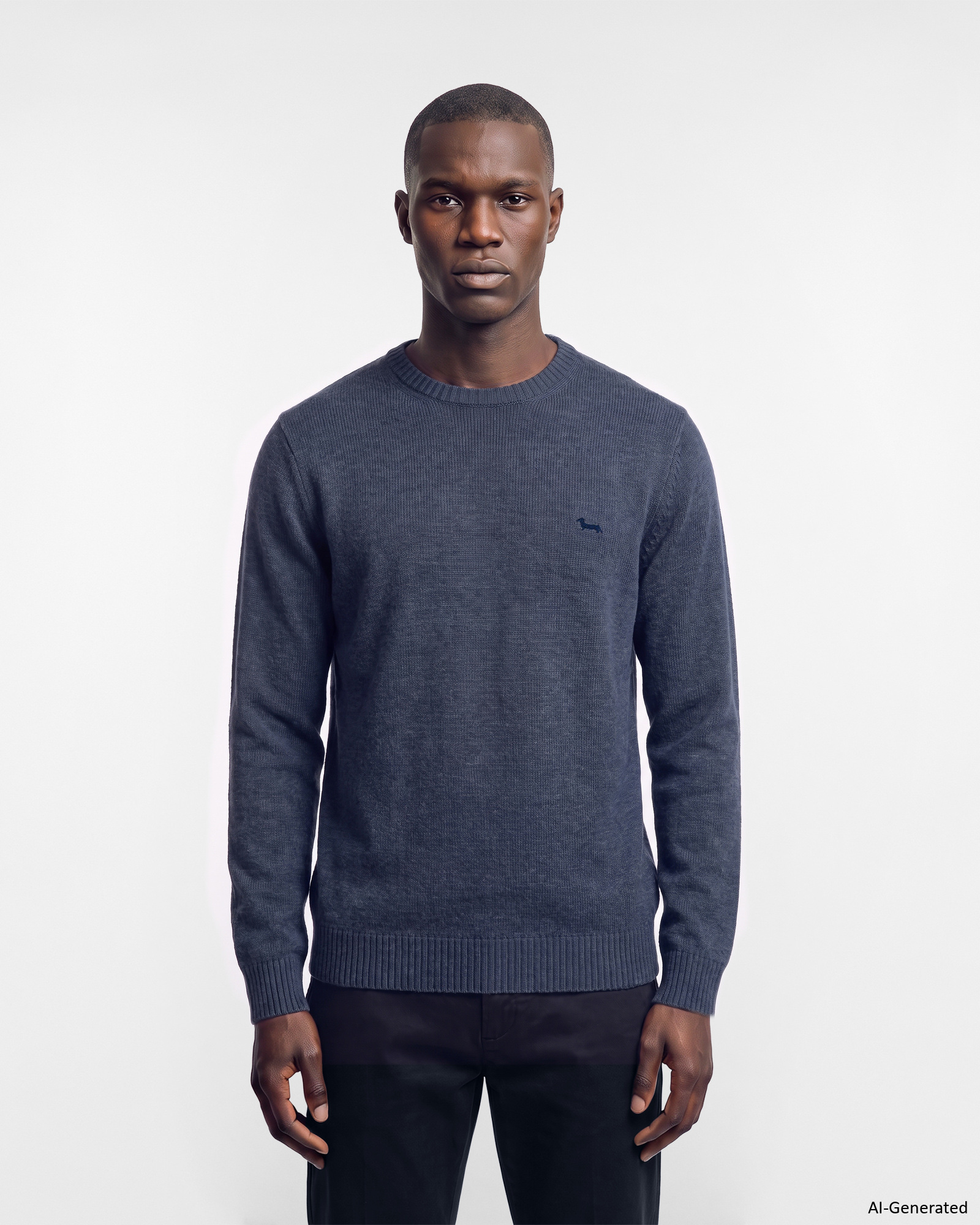 Men's Made in Italy regular fit sweater in blue wool blend