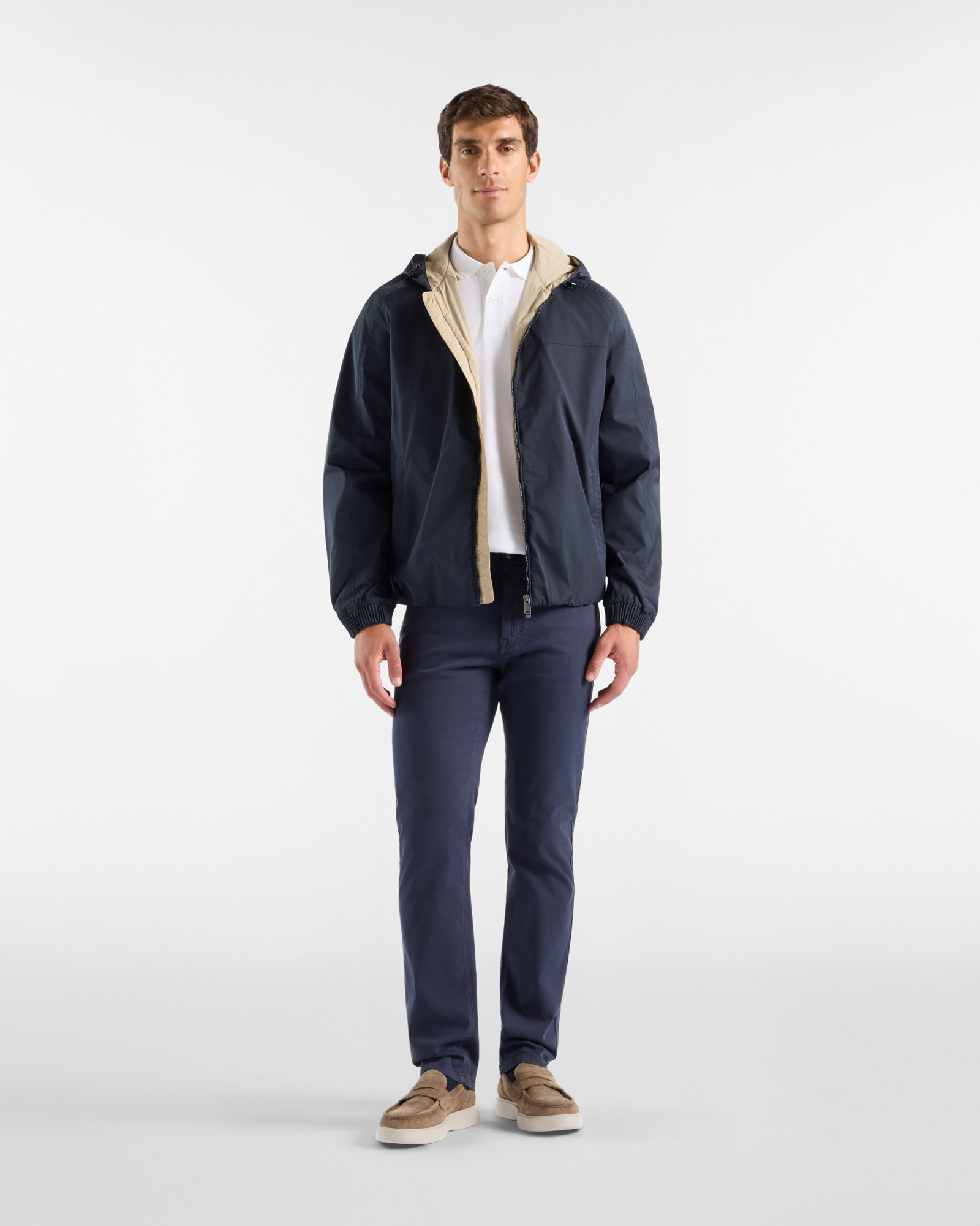 Polo da uomo manica corta in piquet di 100% puro cotone, BIANCO, large
