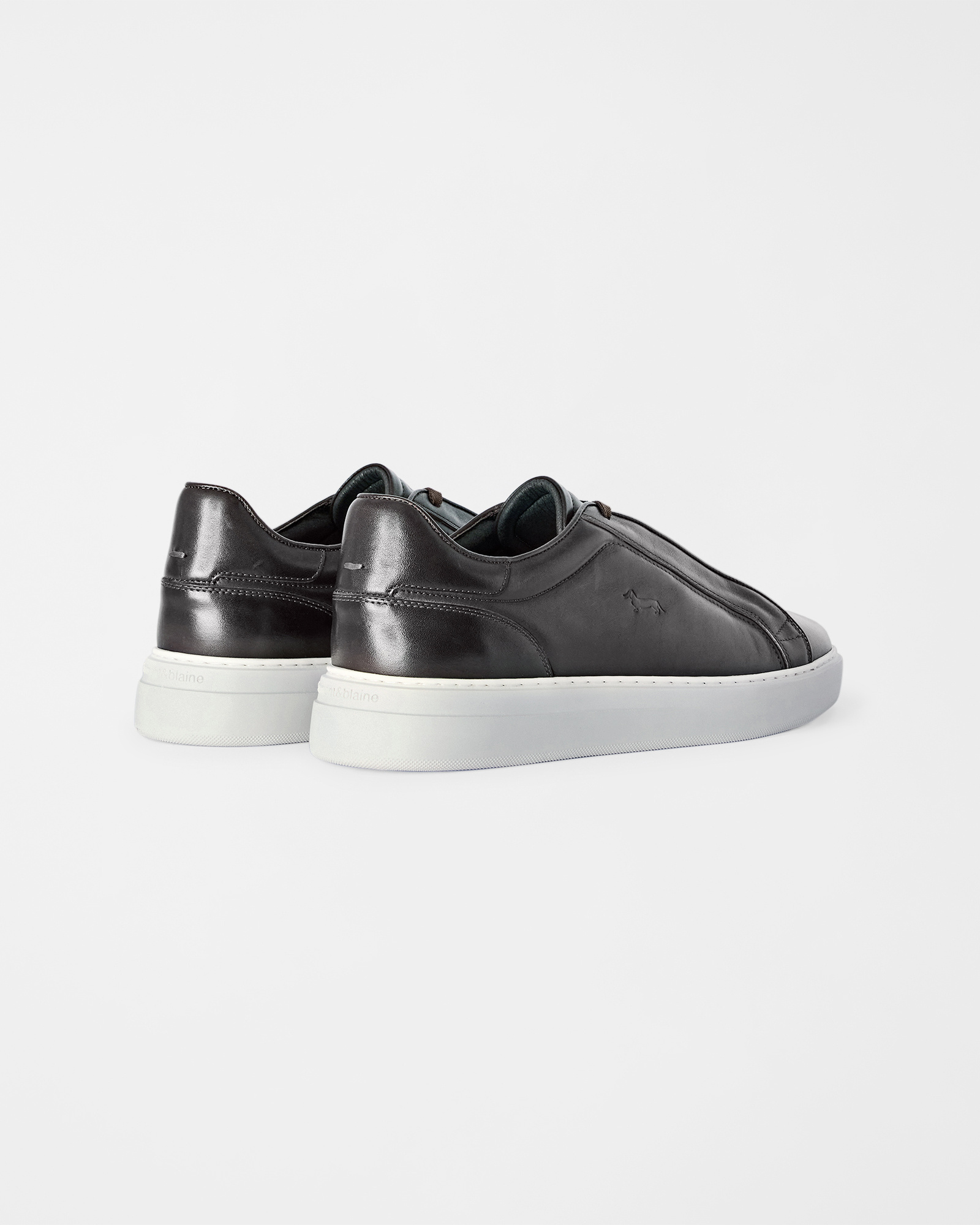 Sneaker de hombre slip-on, de piel aut&eacute;ntica, TESTA DI MORO, large
