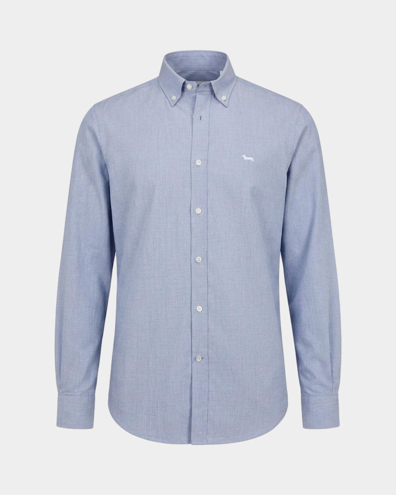 Camisa de hombre en tejido fil-&agrave;-fil de corte regular, AZUL MARINO, large