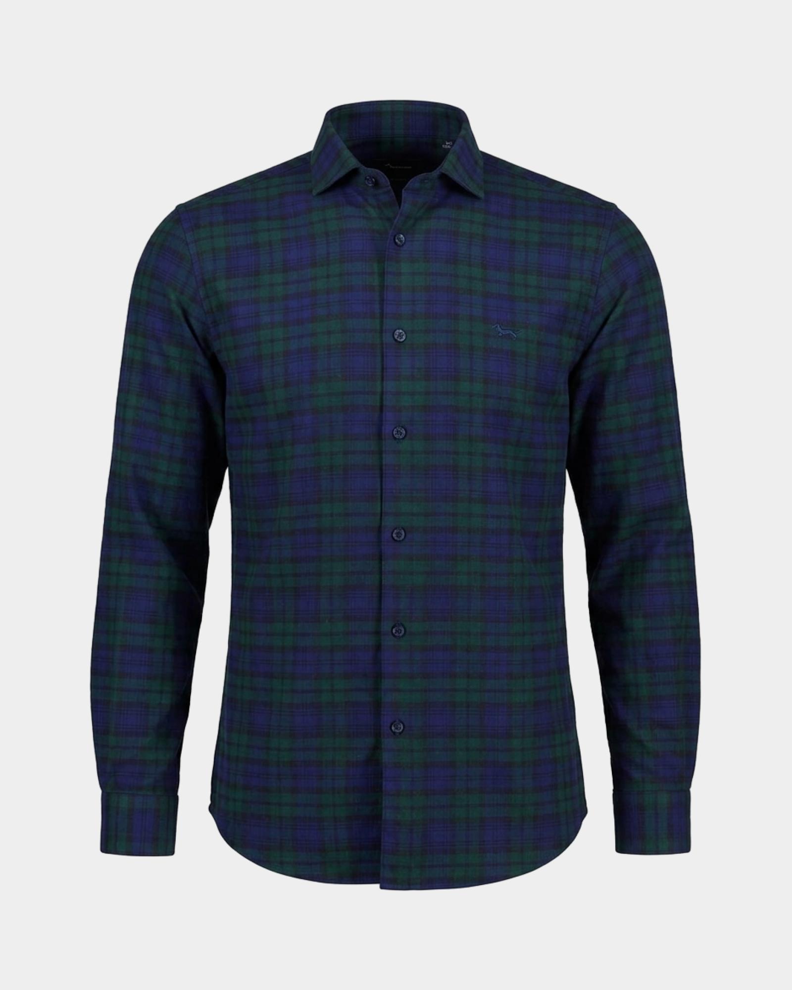 Camicia Uomo flanella check Narrow Fit Made in Italy, VERDE BOTTIGLIA, large