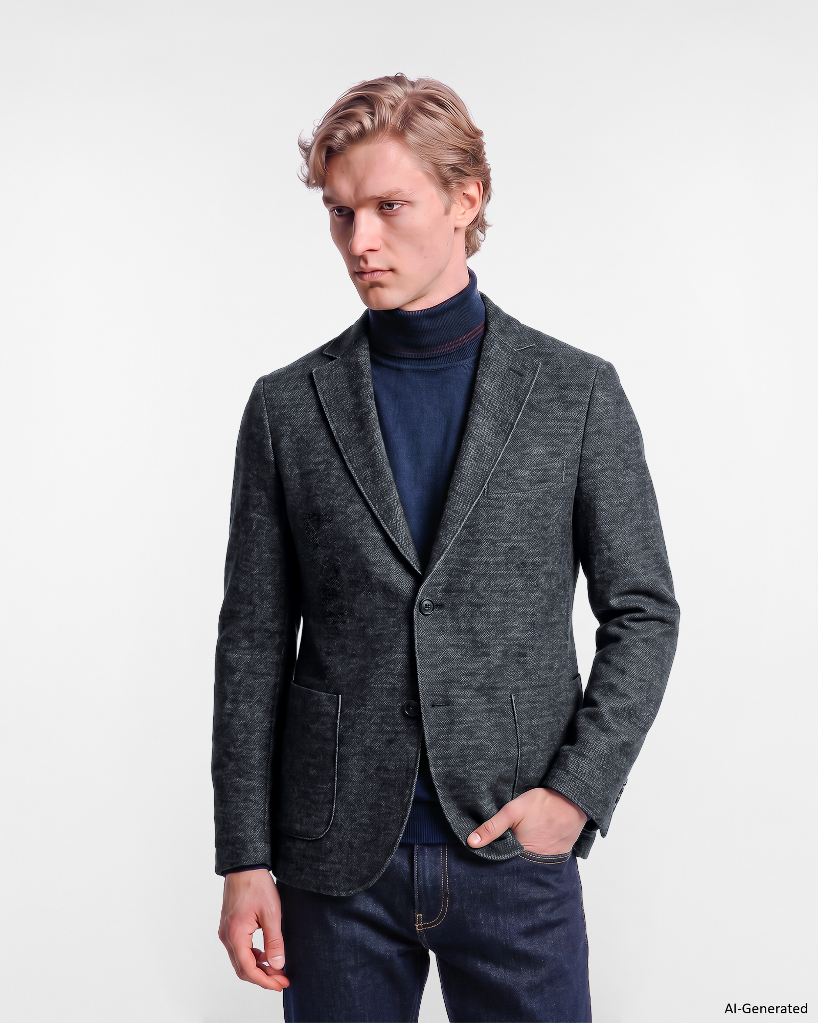 Giacca HBJ Uomo Effetto Lana Cotta Blu Scuro