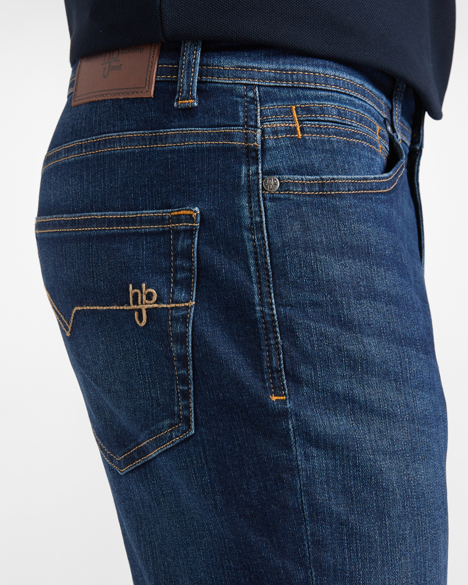 Jeans HBJ Uomo Narrow Fit 5 Tasche in Denim Stretch, BLU DENIM, large