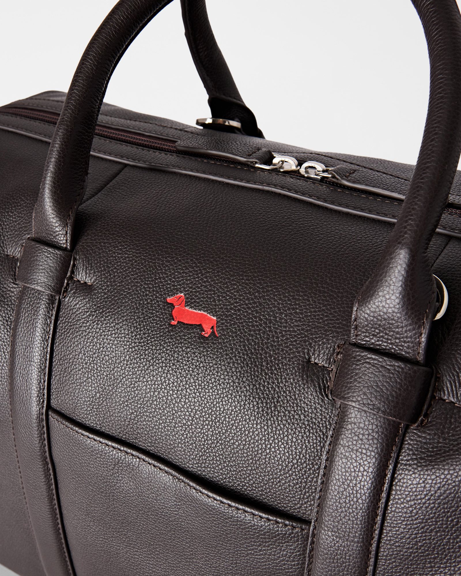 Men&rsquo;s travel bag in genuine dark oak leather, DARK OAK, large