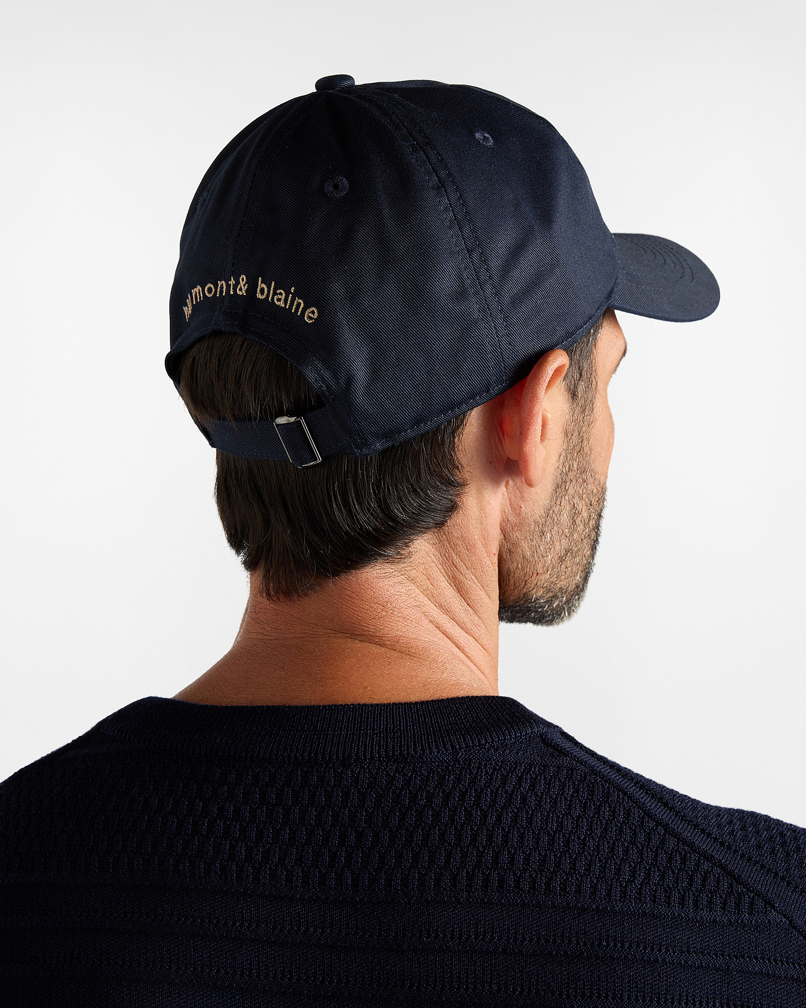 Baseball Cap Uomo in Twill di Cotone Blu con Bassotto Ricamato