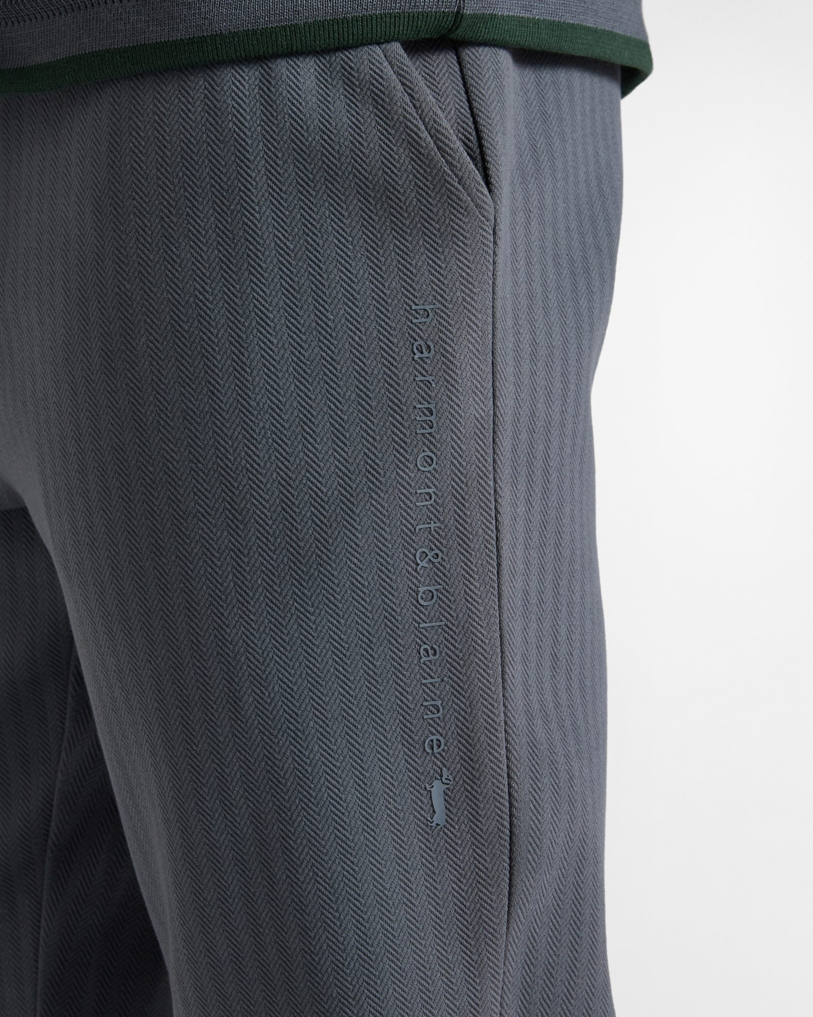 Men's grey fleece trousers with herringbone pattern, GRAY, large