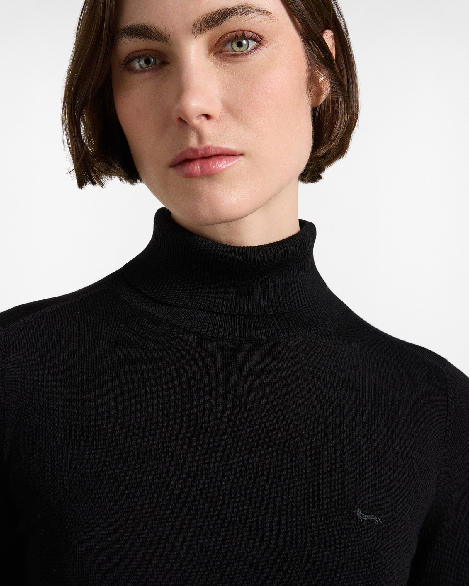 Maglia Donna con collo Parkins in 100% pura lana, NERO, large