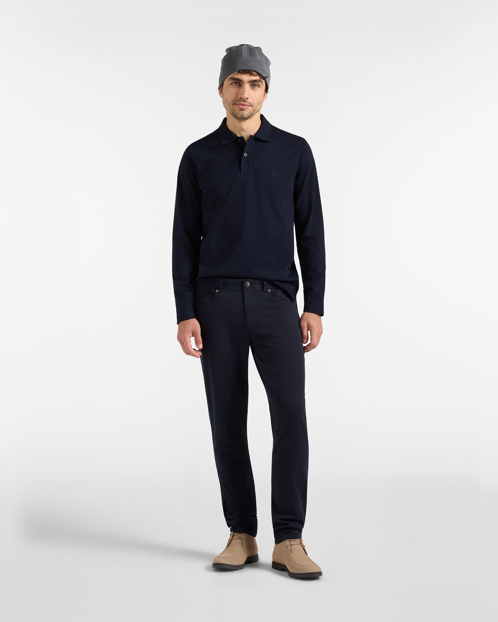 Pantalone HBJ Uomo 5 Tasche Narrow Fit in Gabardina di Cotone Stretch, BLU SCURO, large