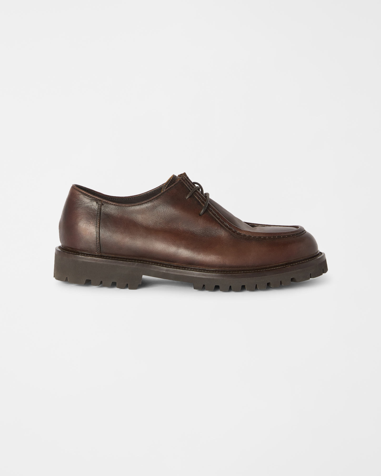 Scarpa Uomo derby in pelle delav&egrave; derby con punta cucita stile mocassino testa di moro