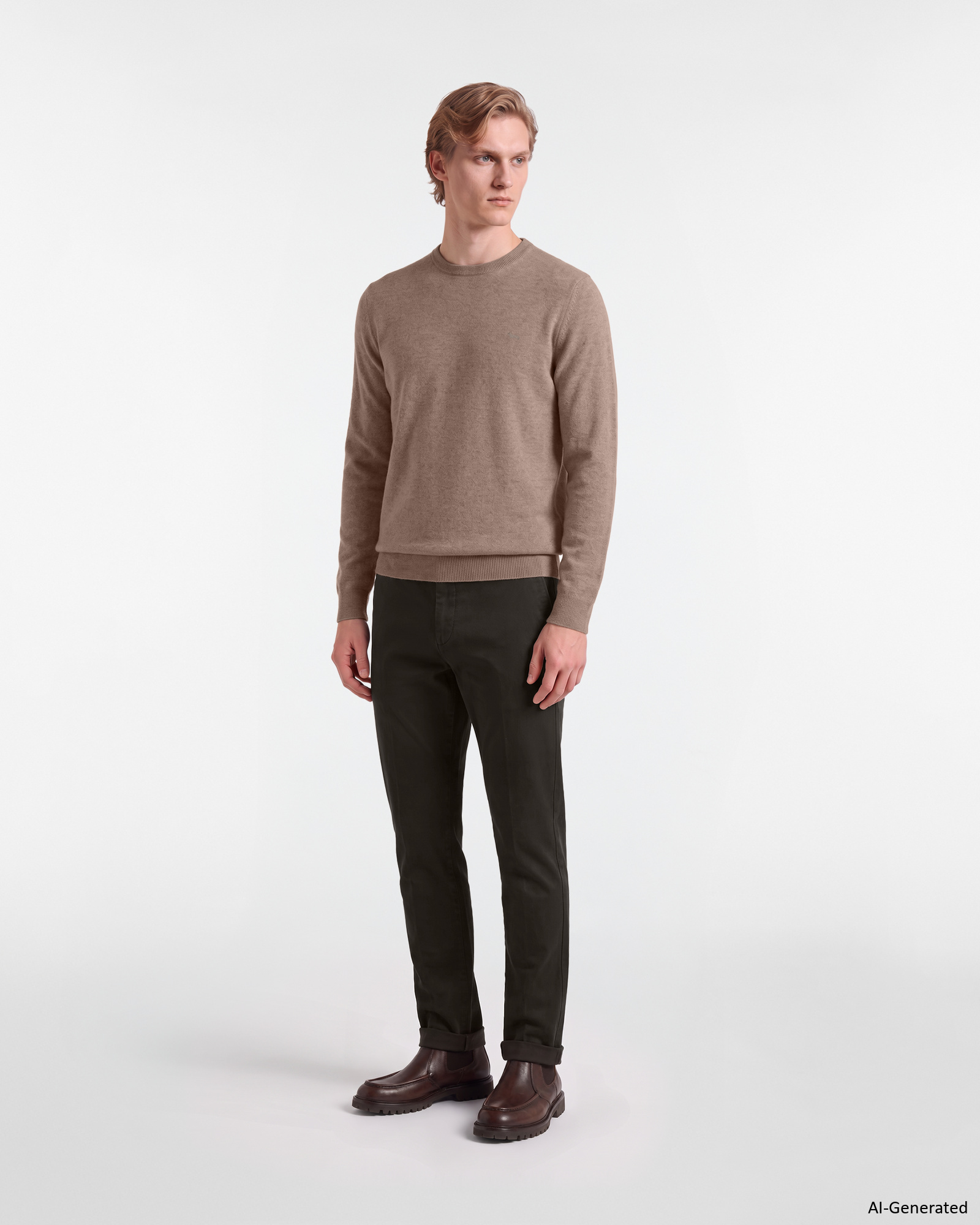 Men&rsquo;s slim-fit stretch cotton chino pants, DARK BROWN, large