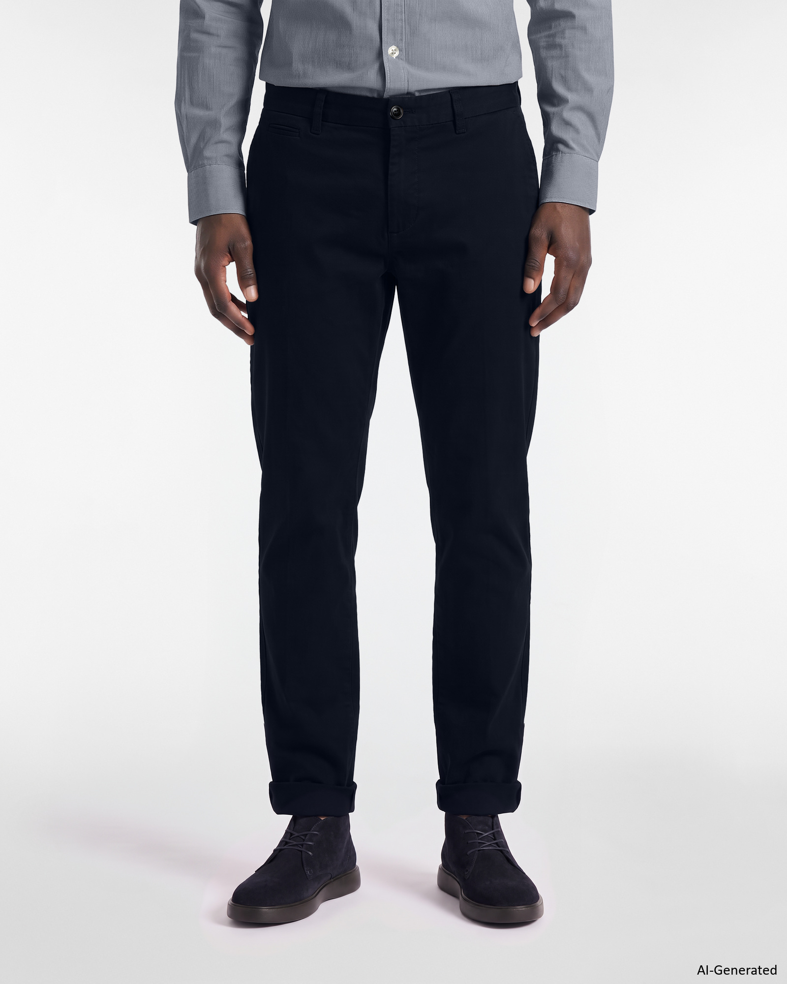 Men&rsquo;s slim-fit dark blue stretch cotton chino pants
