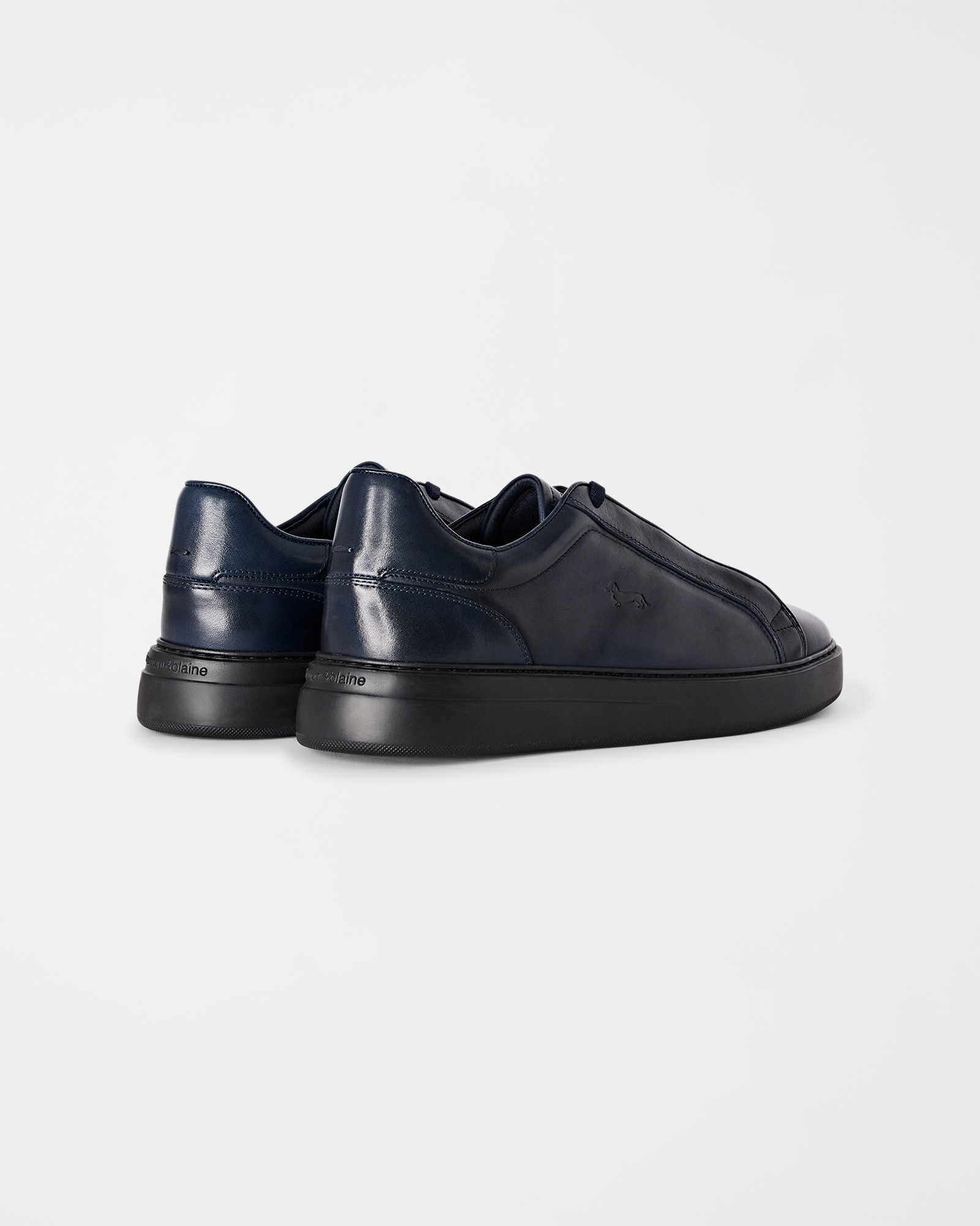 Sneaker de hombre en piel con cordones el&aacute;sticos, AZUL, large