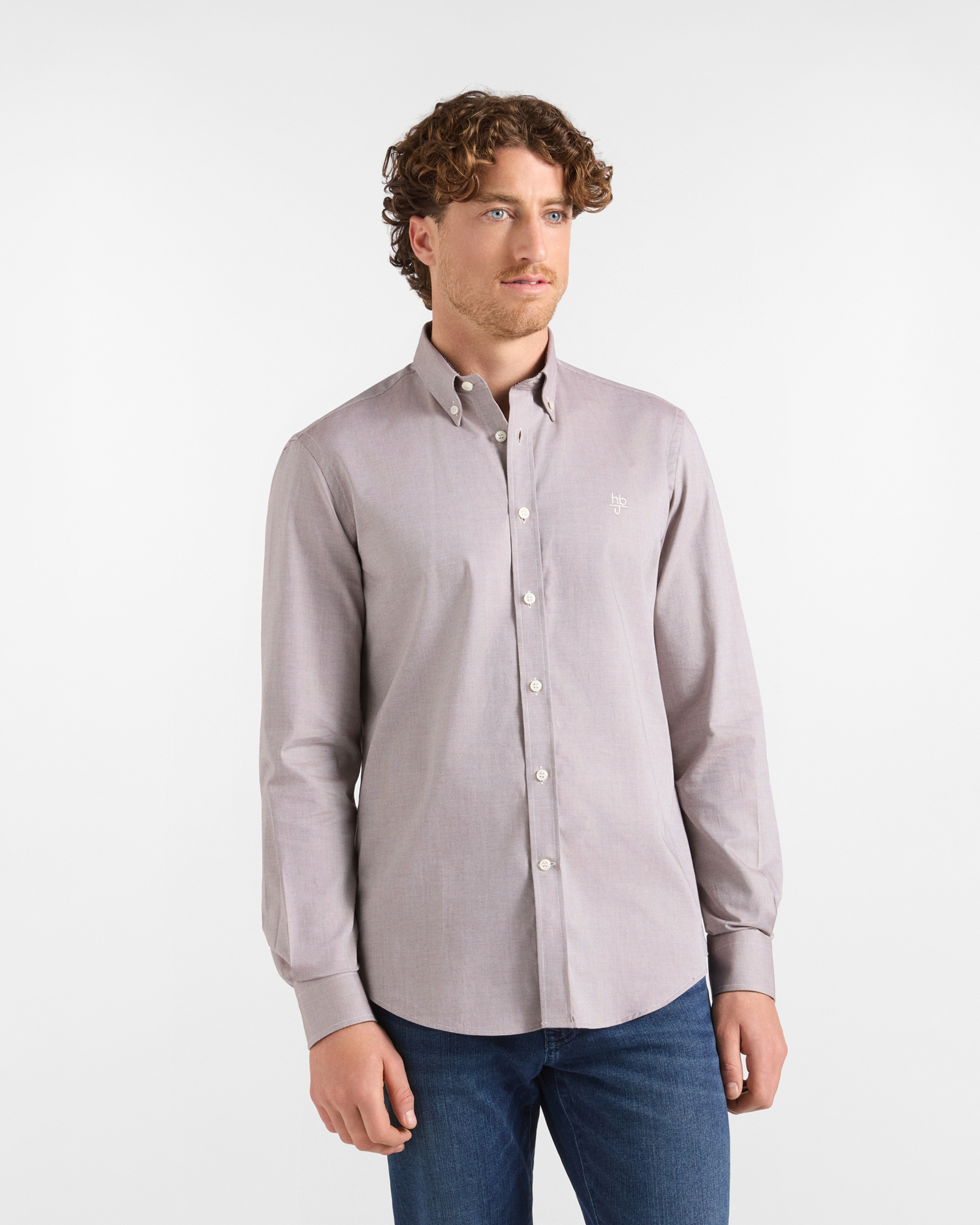 Camicia HBJ Uomo Regular Fit con collo Montecarlo in puro cotone beige