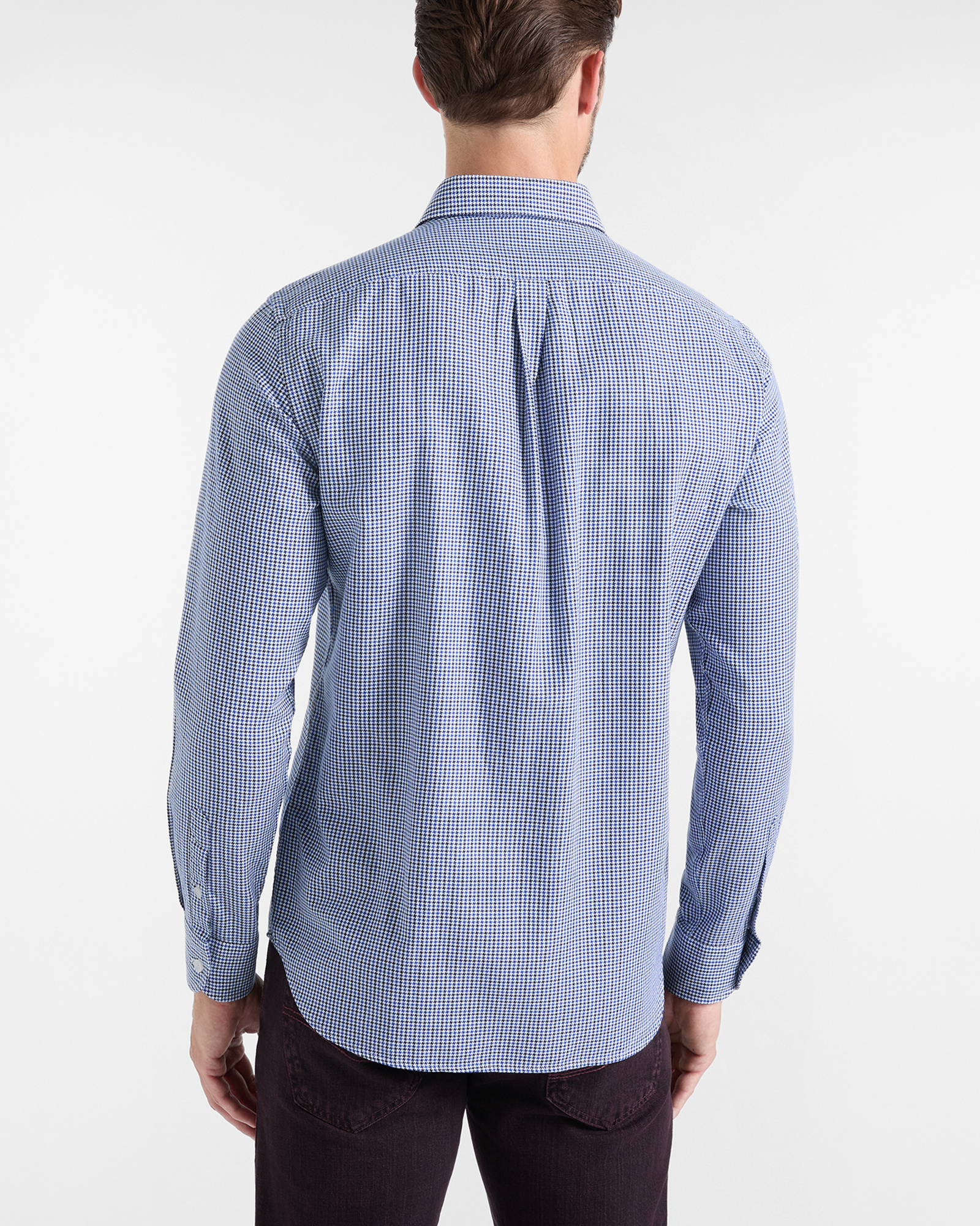 Men's regular-fit textured houndstooth shirt, NAVY BLUE, large
