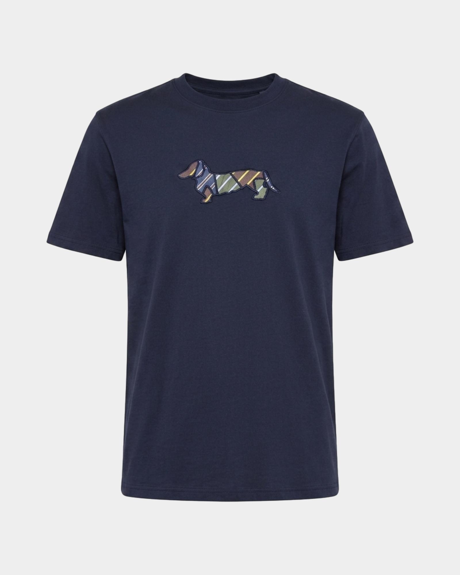 T-shirt Uomo in 100% puro cotone con ricamo Bassotto Regular Fit, BLU NAVY, large