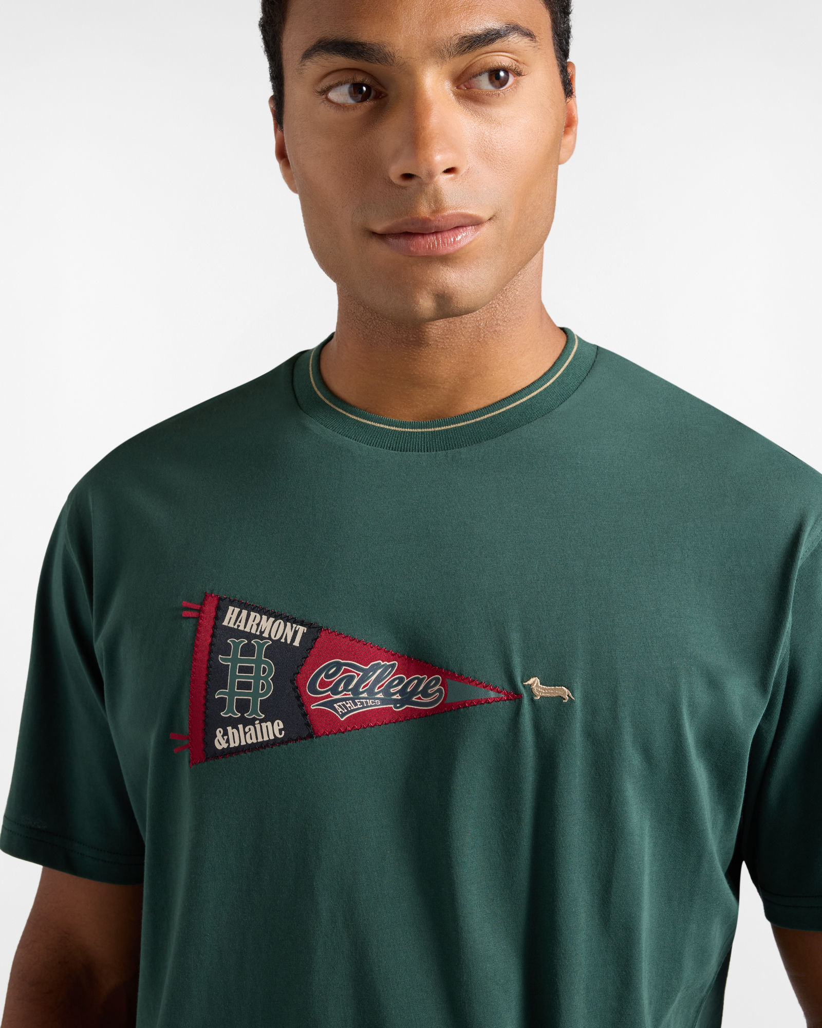 T-shirt Uomo in 100% puro cotone Relaxed Fit, VERDE BOTTIGLIA, large