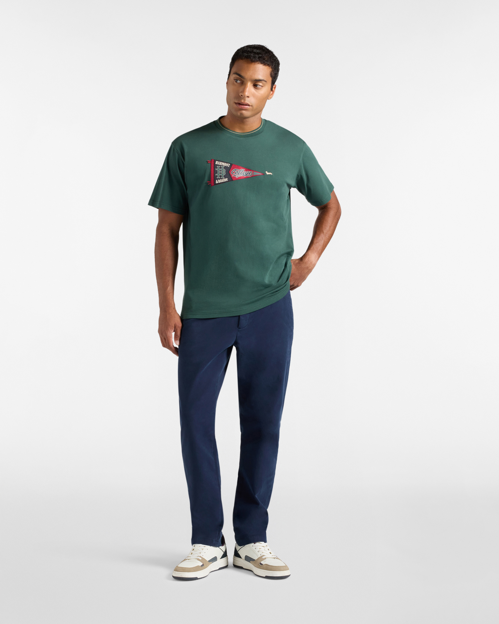T-shirt Uomo in 100% puro cotone Relaxed Fit, VERDE BOTTIGLIA, large