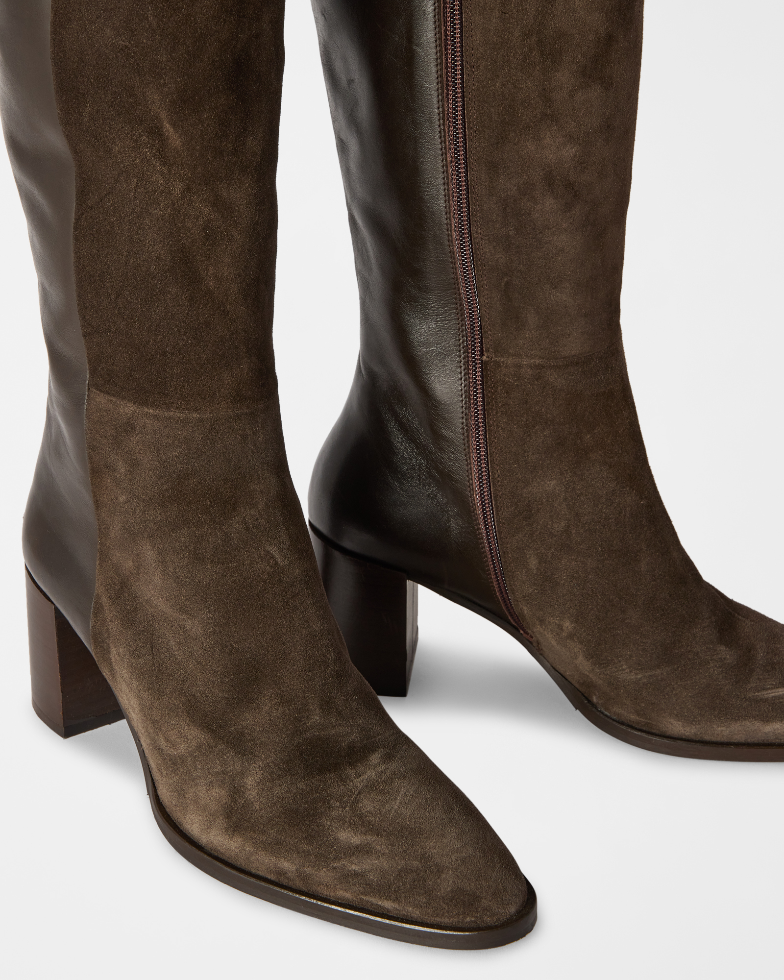 Women&rsquo;s boot in genuine dark brown leather, DARK BROWN, large