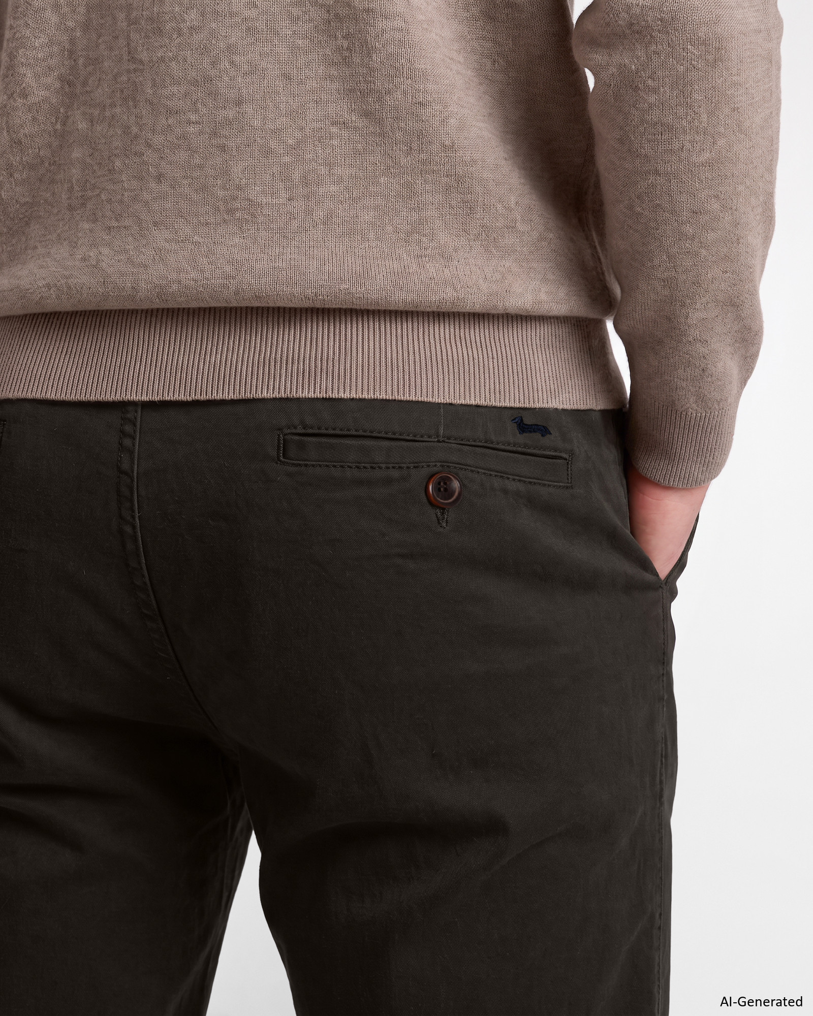Men&rsquo;s slim-fit stretch cotton chino pants, DARK BROWN, large