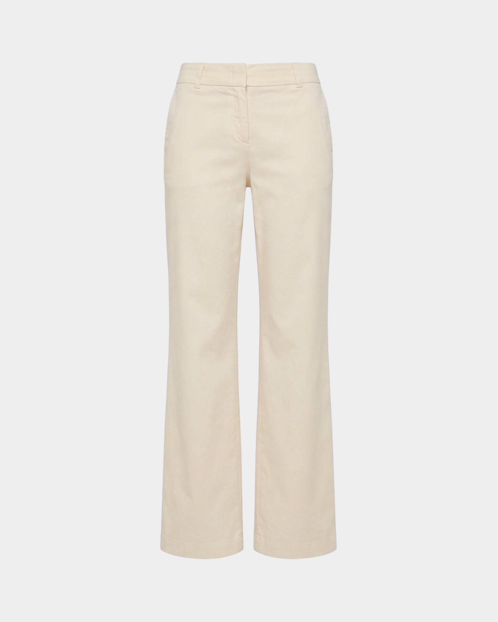 Pantal&oacute;n chino para mujer en algod&oacute;n el&aacute;stico, BEIGE, large