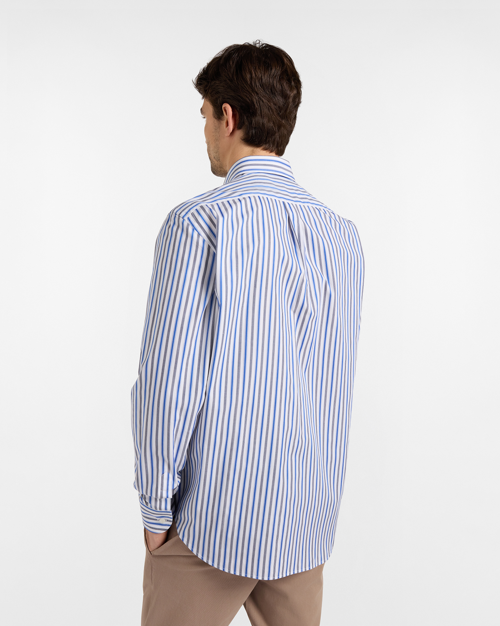 Camicia HBJ Uomo Regular Fit con collo Montecarlo in puro cotone a righe, SKY, large