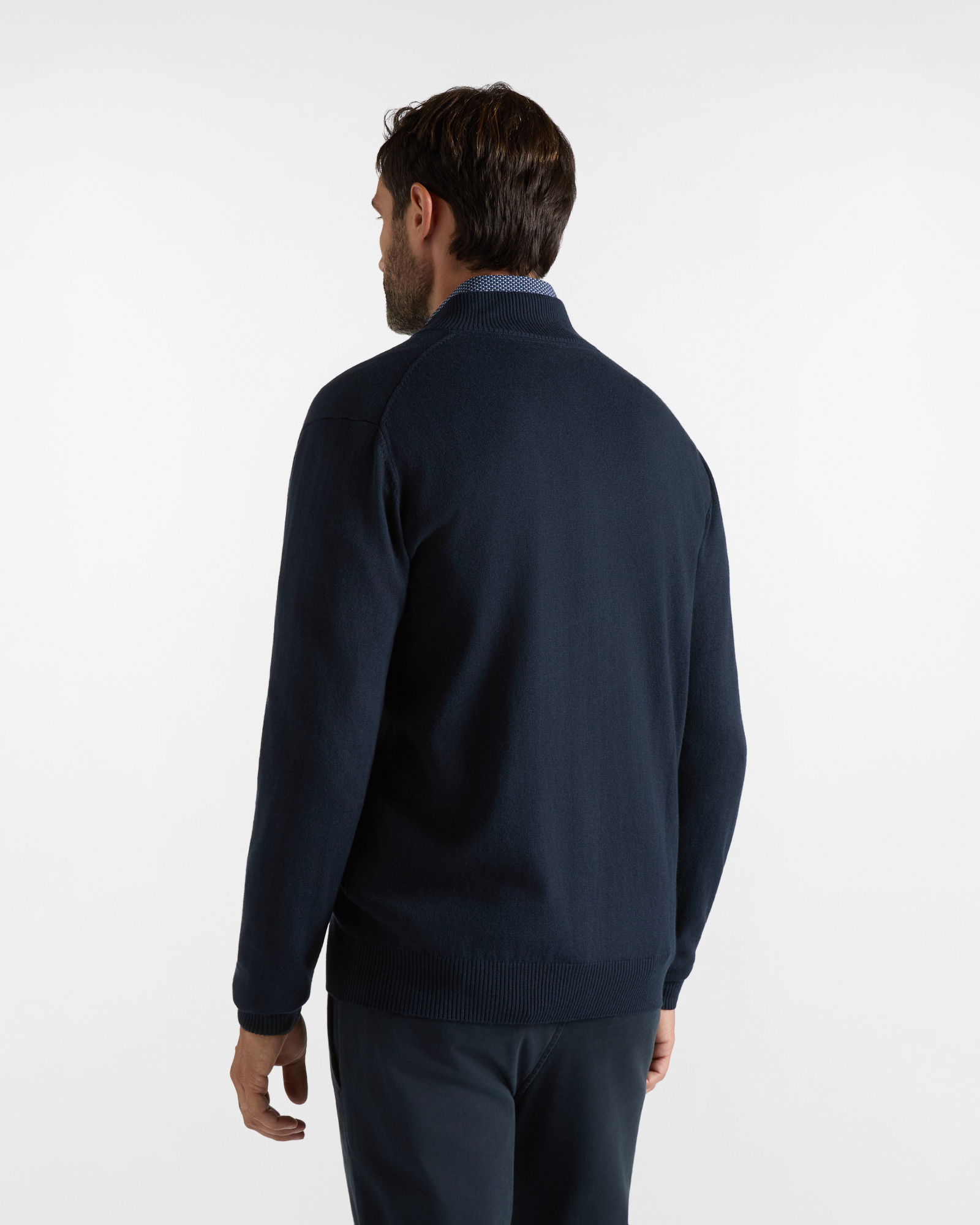 Maglia HBJ Uomo Full Zip in Misto Lana e Cashmere, BLU SCURO, large