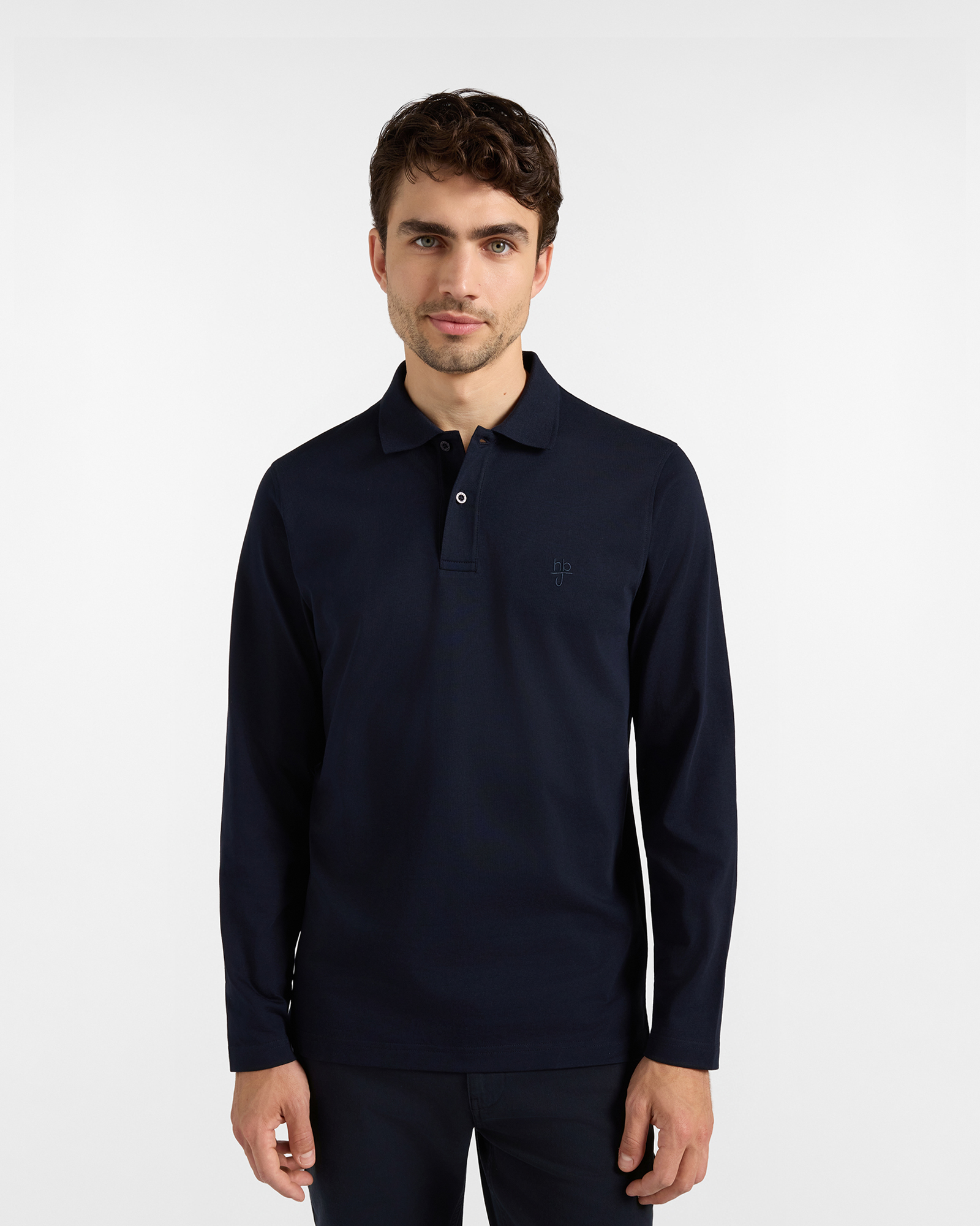 Polo HBJ Uomo in Jersey di Puro Cotone Blu Scuro