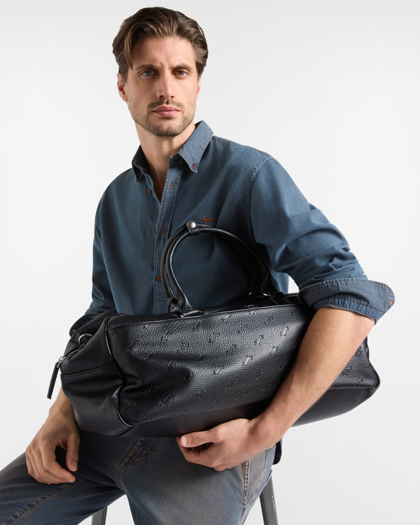 Boston bag Uomo Bassotti all over nero