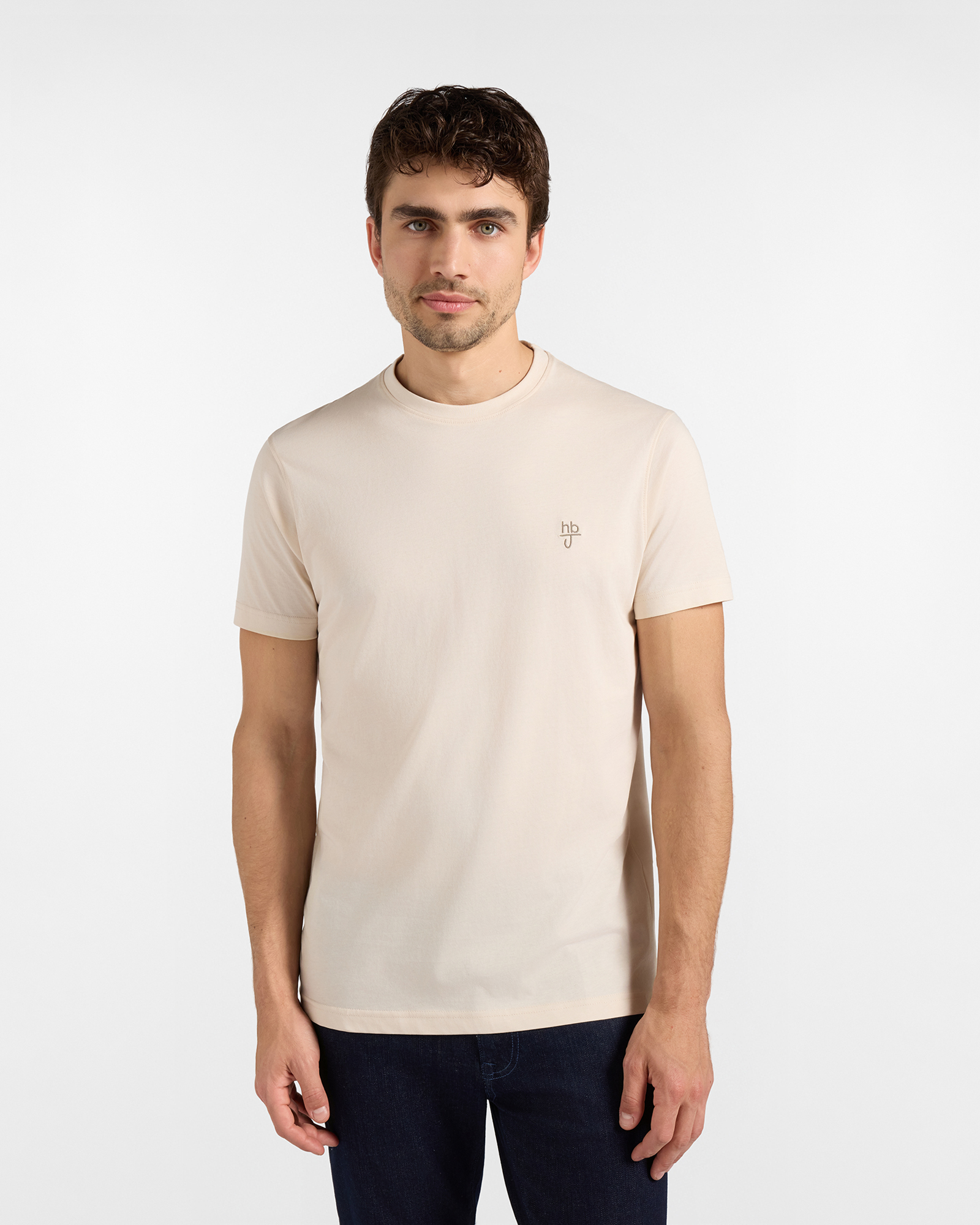 HBJ Men&rsquo;s Narrow Fit T-Shirt in Pure Natural White Cotton