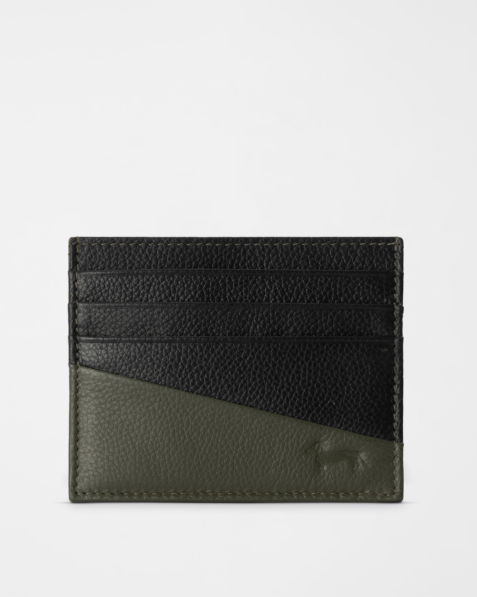 Portacarte Uomo in Vera Pelle Verde/Nero