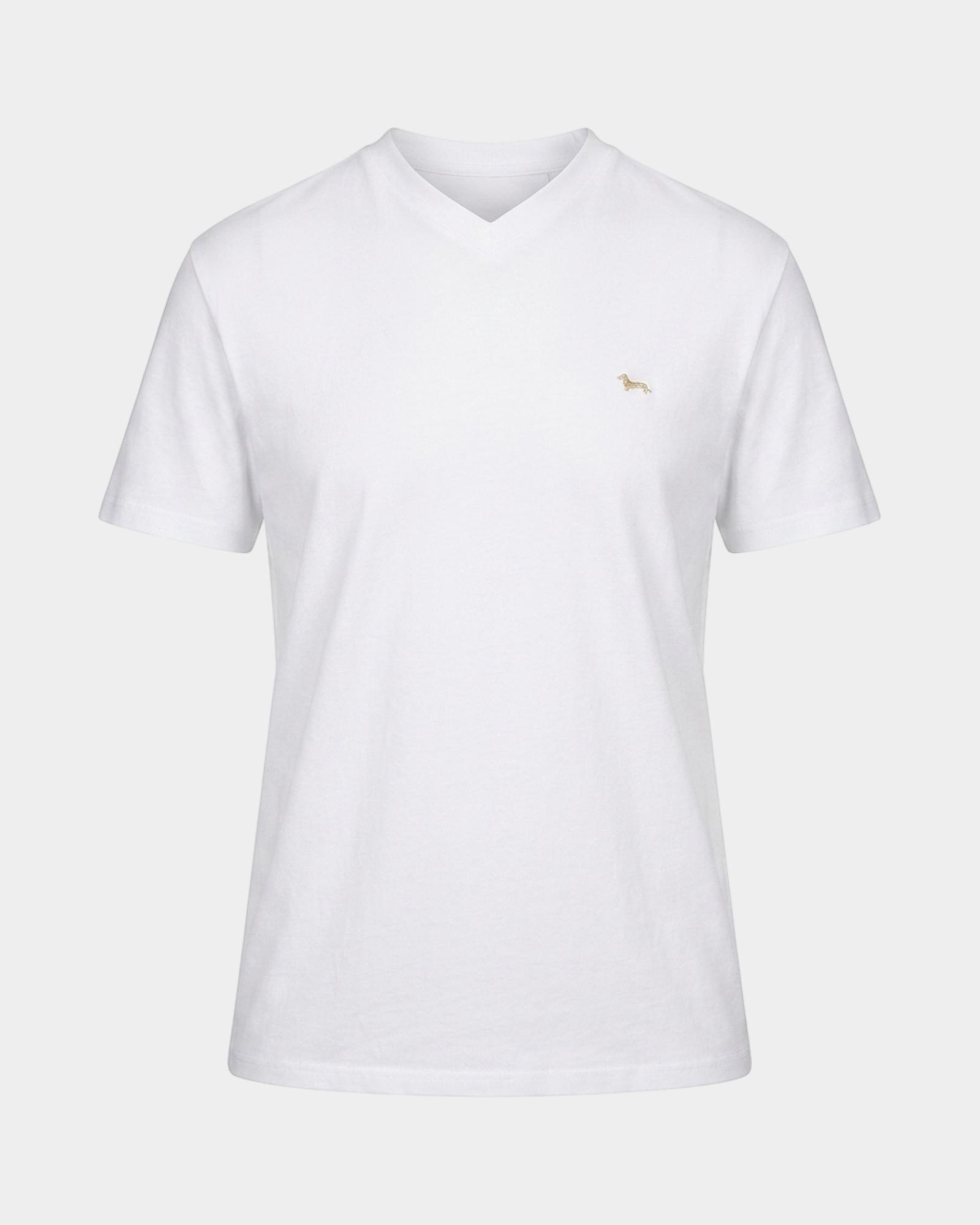 T-shirt Uomo con scollo a V in 100% puro cotone Regular Fit, BIANCO, large