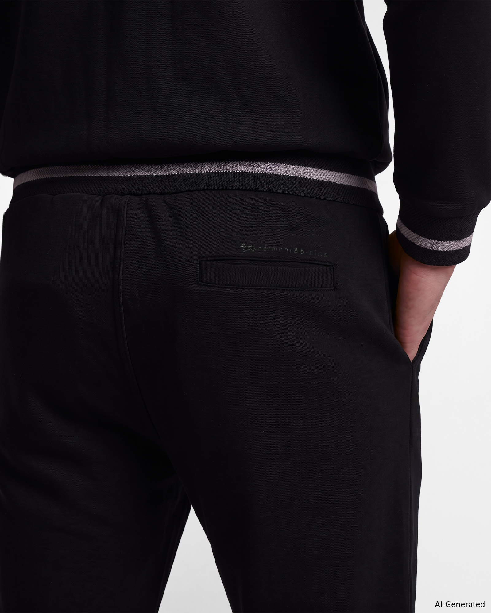 Men&rsquo;s brushed fleece trousers with pockets in cotton blend, BLACK, large