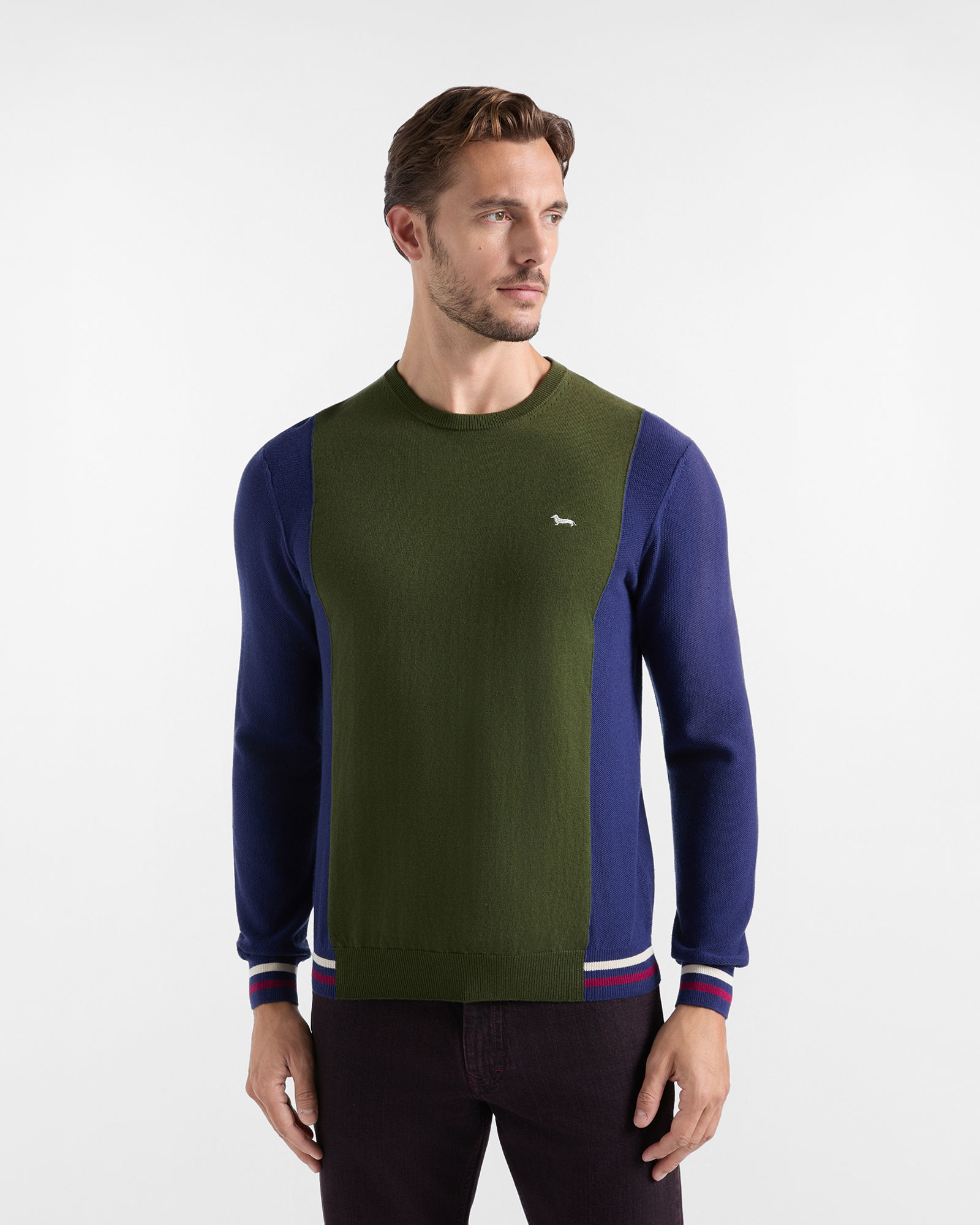 Men's Made in Italy regular fit sweater in a green wool and cotton blend