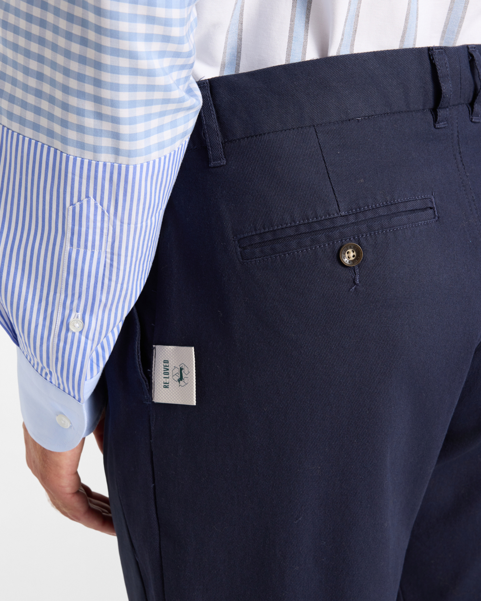 Re-Loved Men&rsquo;s Stretch Cotton Trousers Made in Italy, DARK BLUE, large